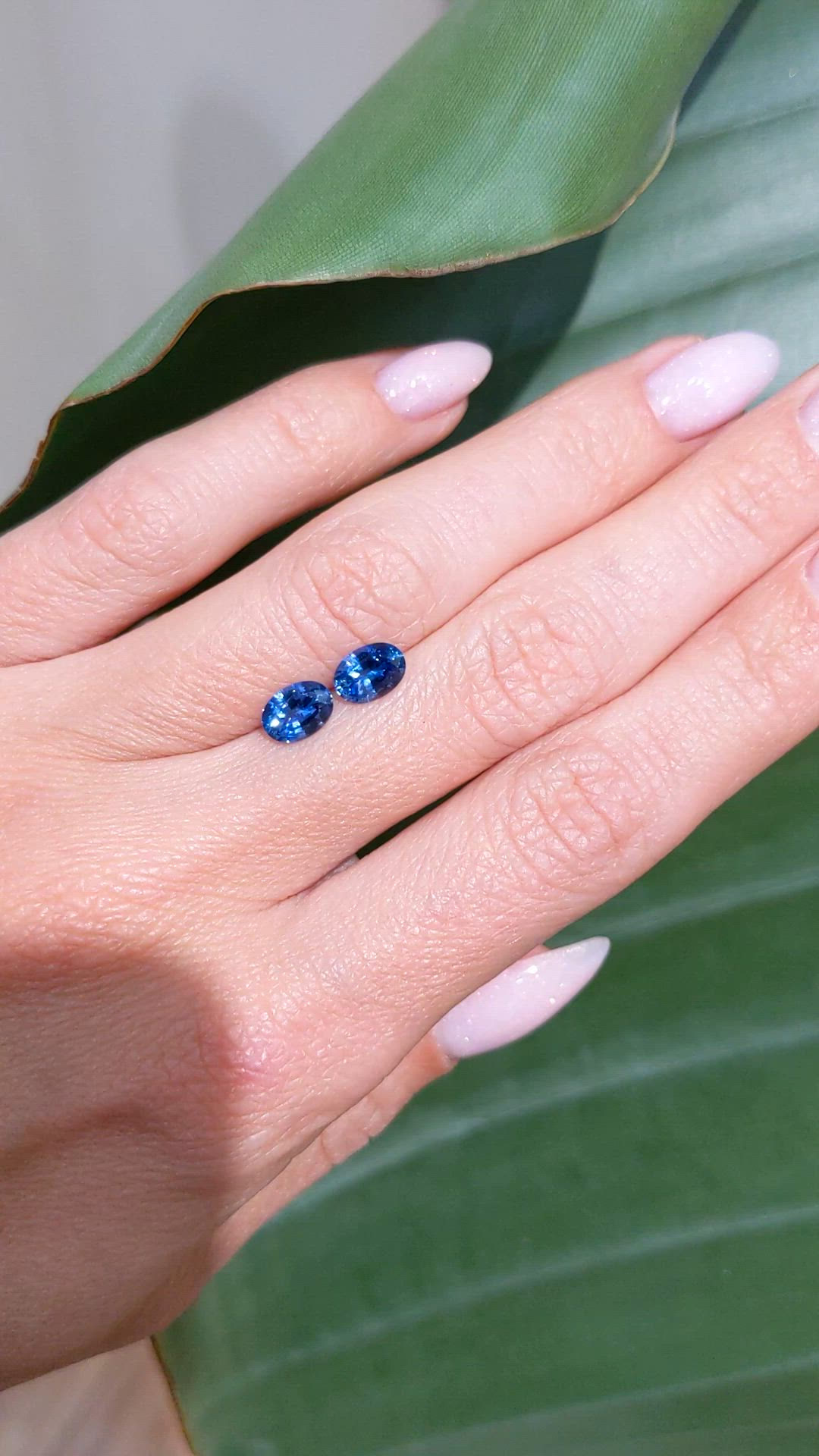 1.68 Ct.Tw.Total Carat Weight Blue Sapphire Pair from Ceylon (Sri Lanka) Size Video