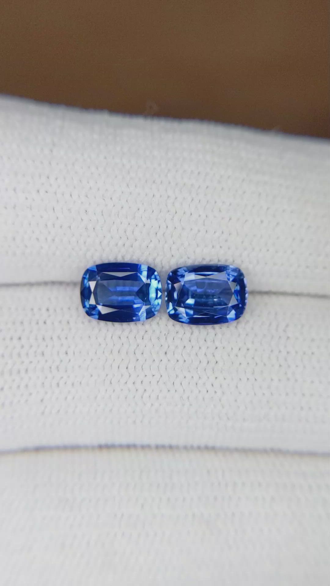 2.46 Ct.Tw.Total Carat Weight Blue Sapphire Pair from Ceylon (Sri Lanka) Size Video