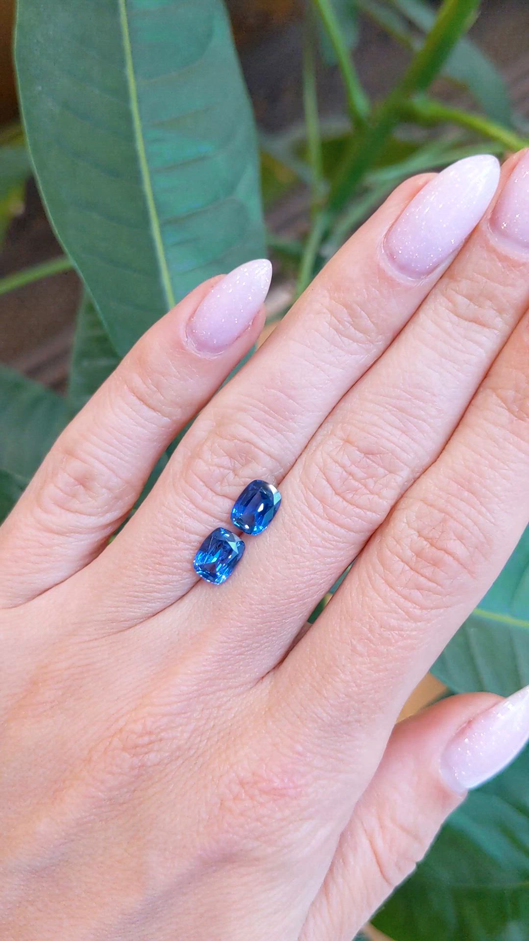 2.46 Ct.Tw.Total Carat Weight Blue Sapphire Pair from Ceylon (Sri Lanka) Size Video