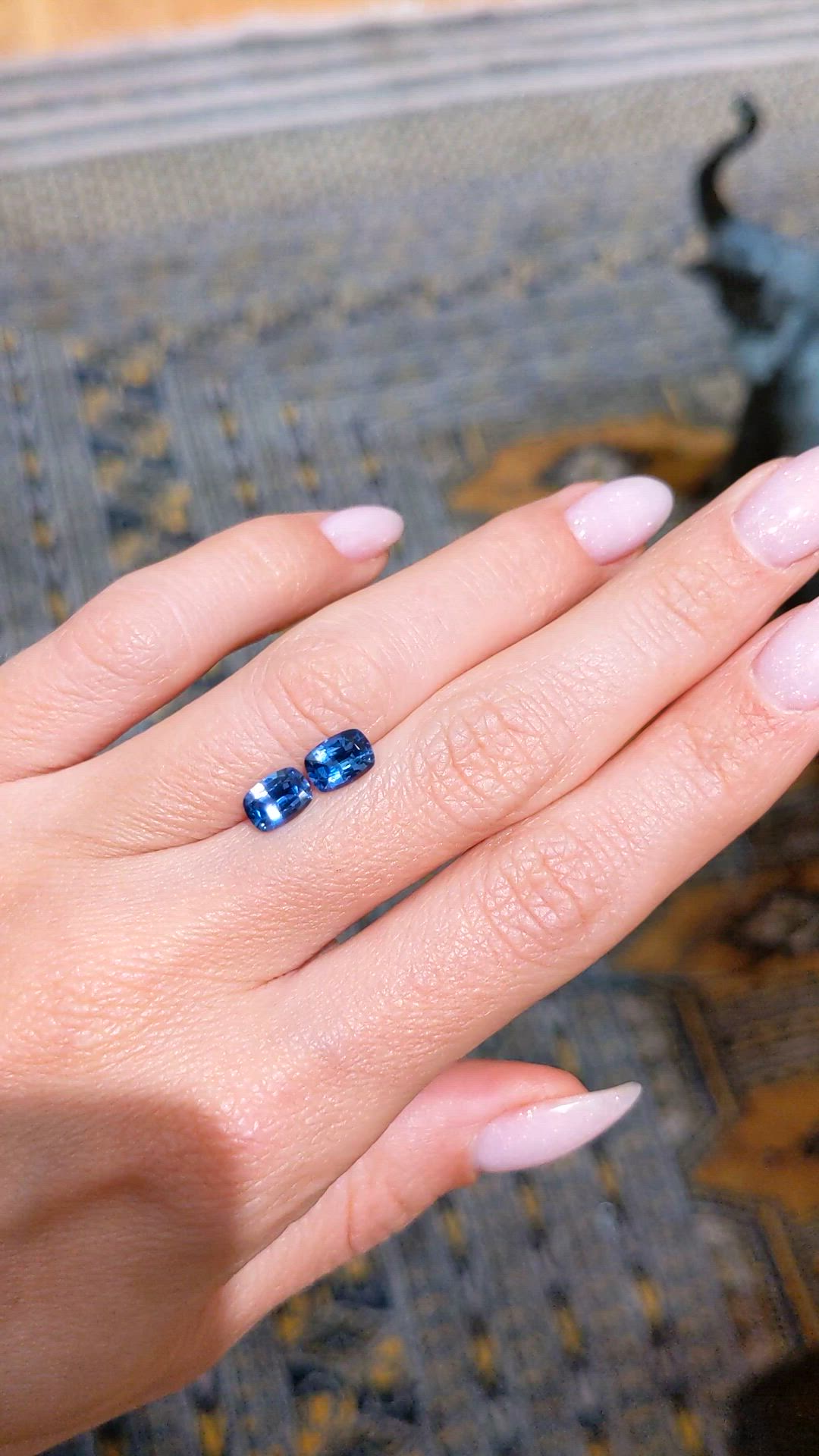 1.95&nbsp;Ct.Tw.Total Carat Weight Blue Sapphire Pair from Ceylon (Sri Lanka) Size Video