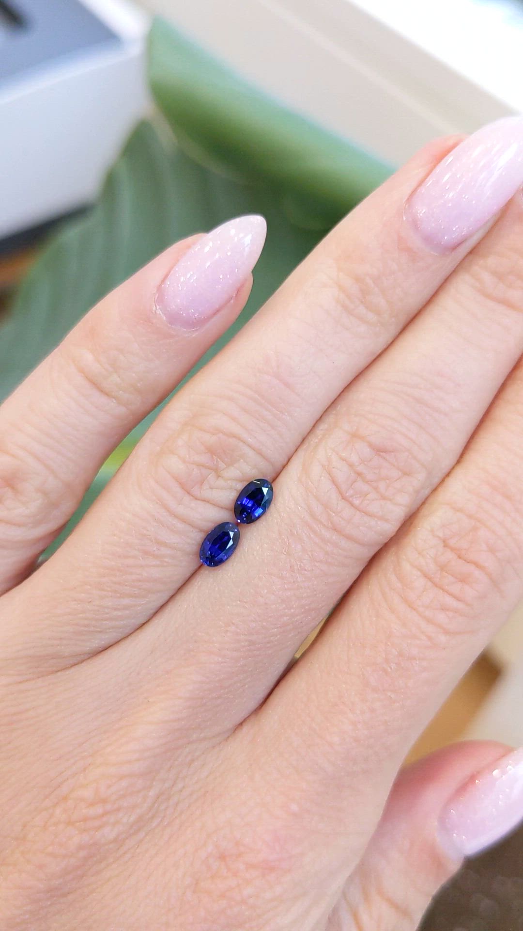 0.82 Ct.Tw.Total Carat Weight Blue Sapphire Pair from Ceylon (Sri Lanka) Size Video