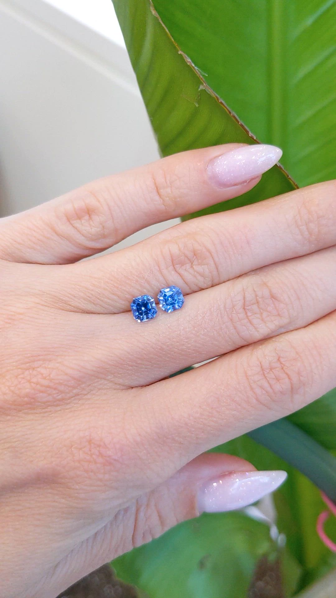 1.54&nbsp;Ct.Tw.Total Carat Weight Blue Sapphire Pair from Ceylon (Sri Lanka) Size Video