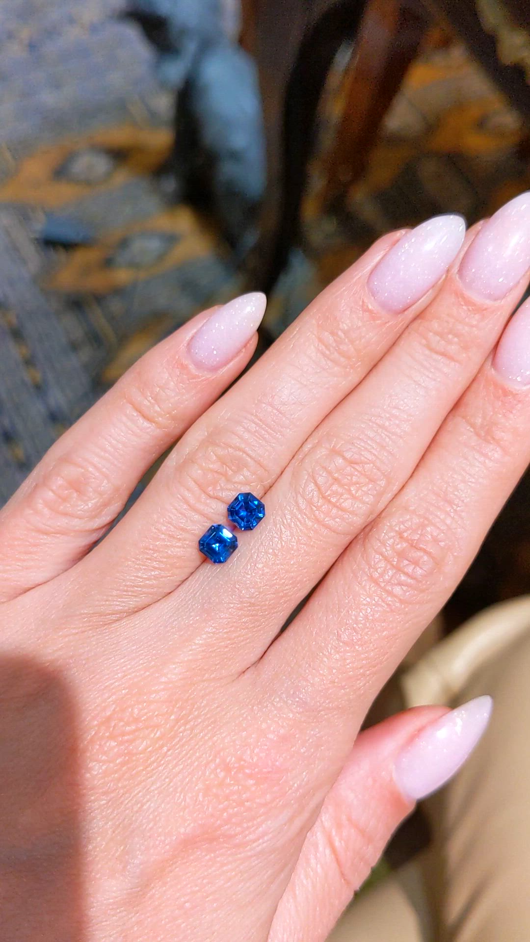 1.56 Ct.Tw.Total Carat Weight Blue Sapphire Pair from Ceylon (Sri Lanka) Size Video