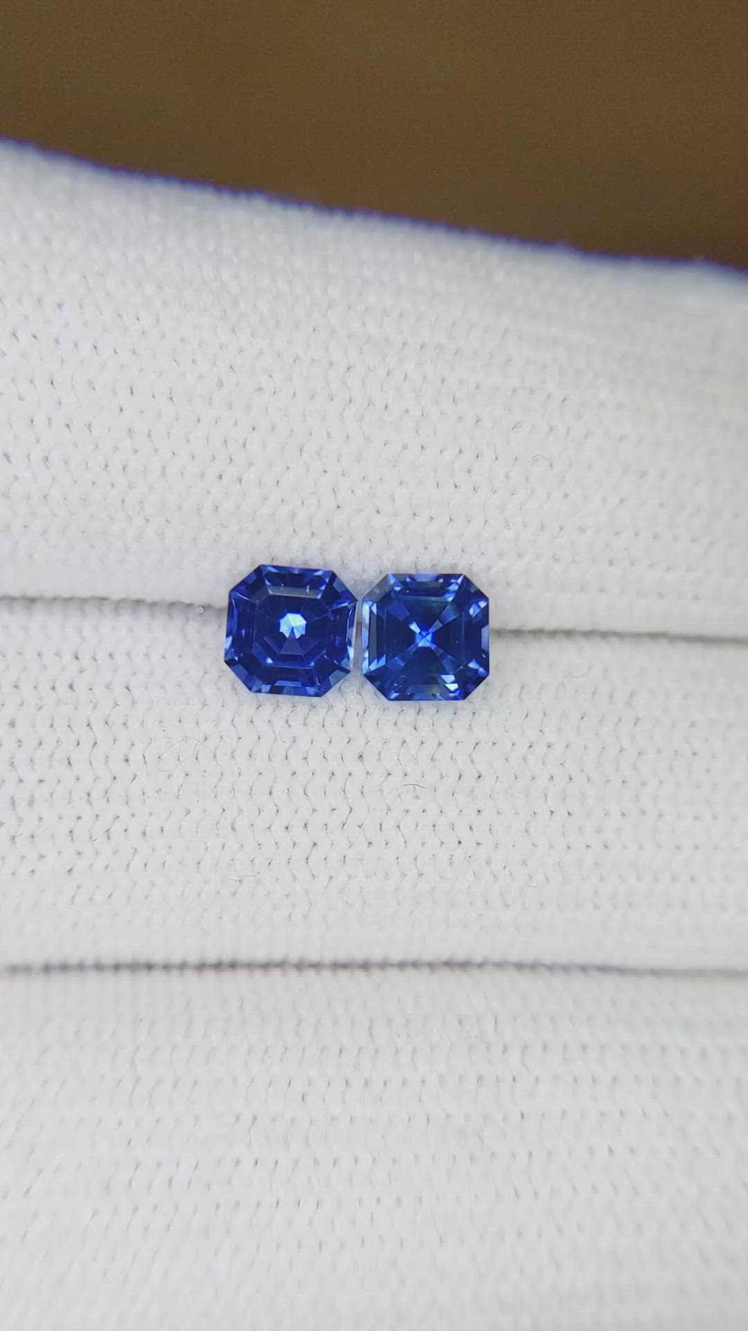 1.56 Ct.Tw.Total Carat Weight Blue Sapphire Pair from Ceylon (Sri Lanka) Size Video