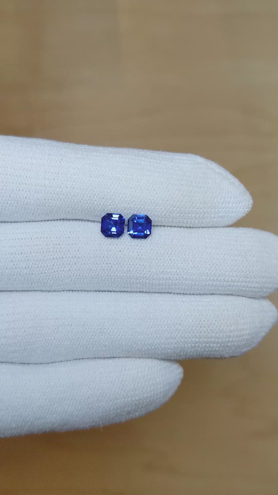 1.46&nbsp;Ct.Tw.Total Carat Weight Blue Sapphire Pair from Ceylon (Sri Lanka) Size Video