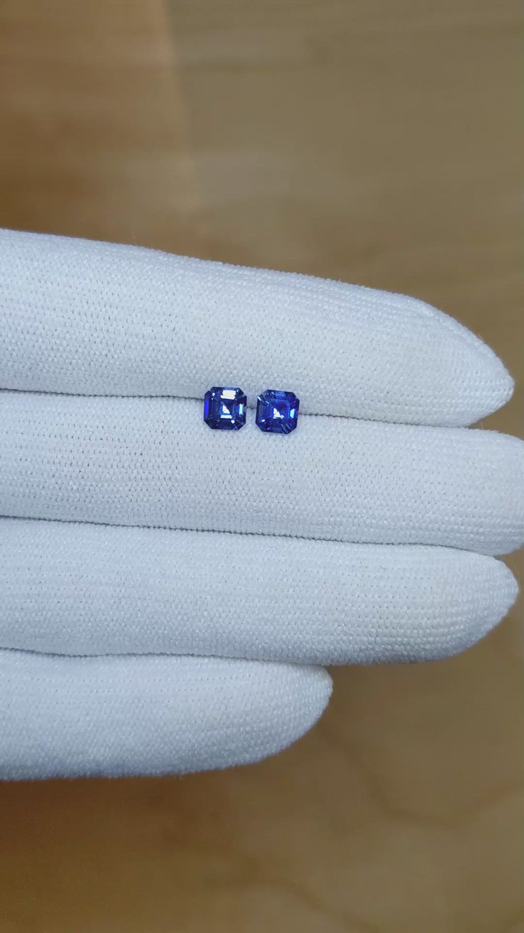1.23 Ct.Tw.Total Carat Weight Blue Sapphire Pair from Ceylon (Sri Lanka) Size Video