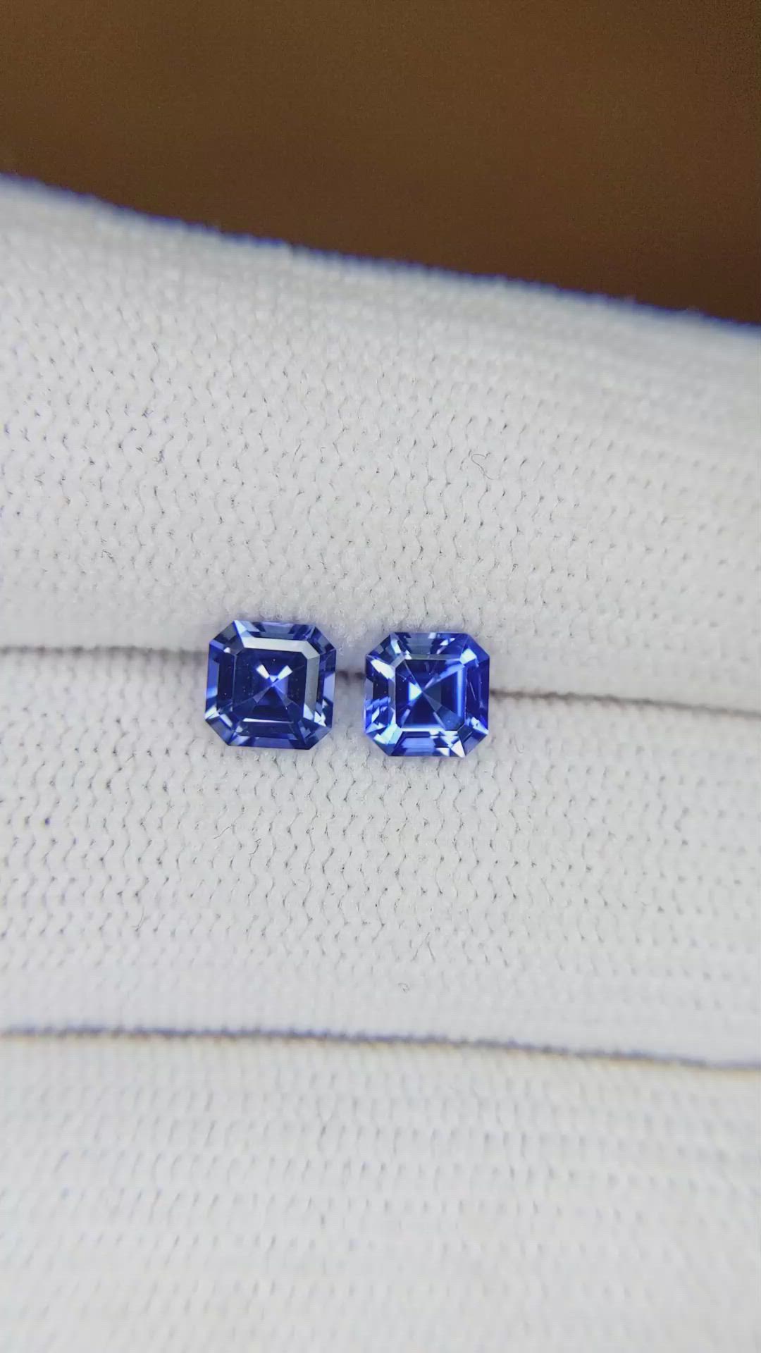1.23 Ct.Tw.Total Carat Weight Blue Sapphire Pair from Ceylon (Sri Lanka) Size Video