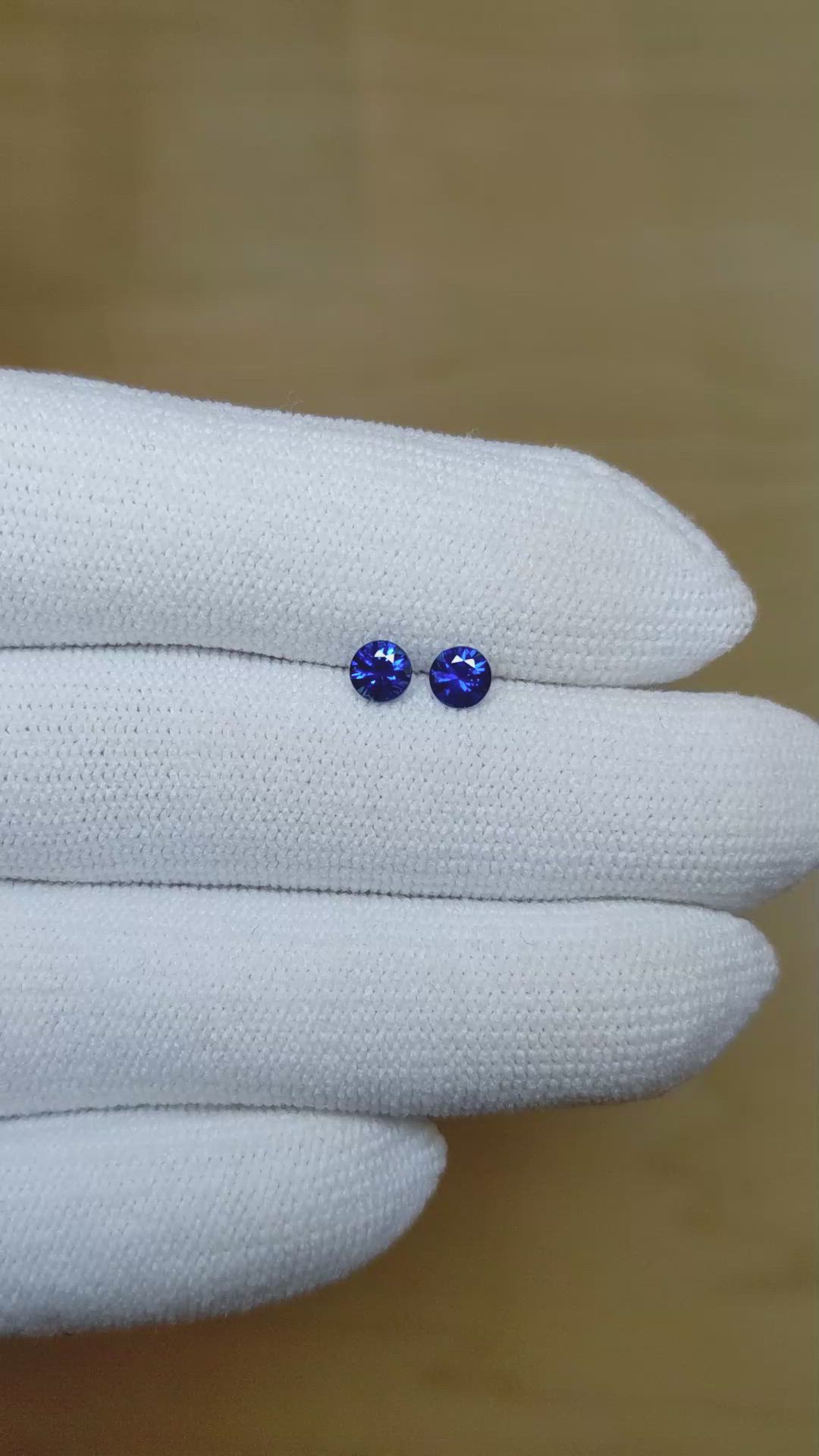 0.64&nbsp;Ct.Tw.Total Carat Weight Blue Sapphire Pair from Ceylon (Sri Lanka) Size Video