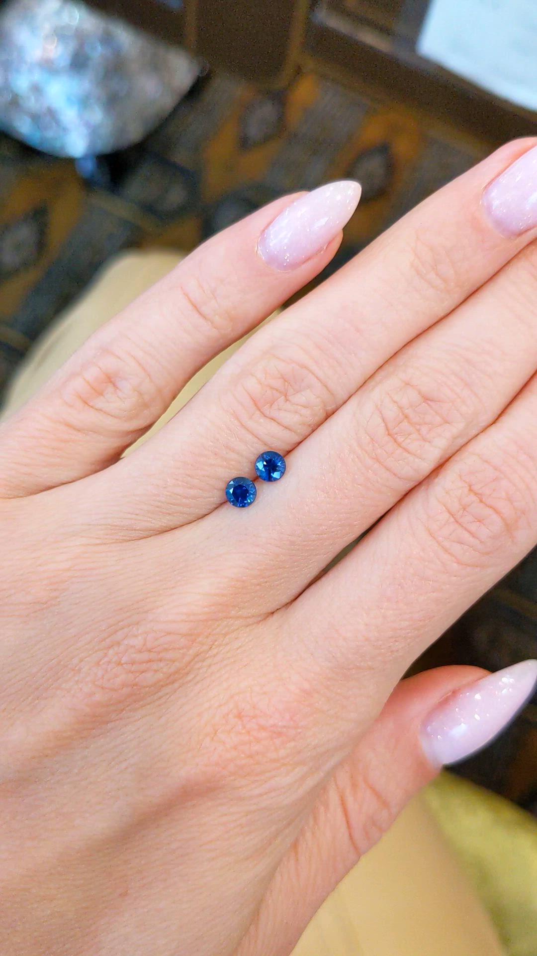 0.64&nbsp;Ct.Tw.Total Carat Weight Blue Sapphire Pair from Ceylon (Sri Lanka) Size Video