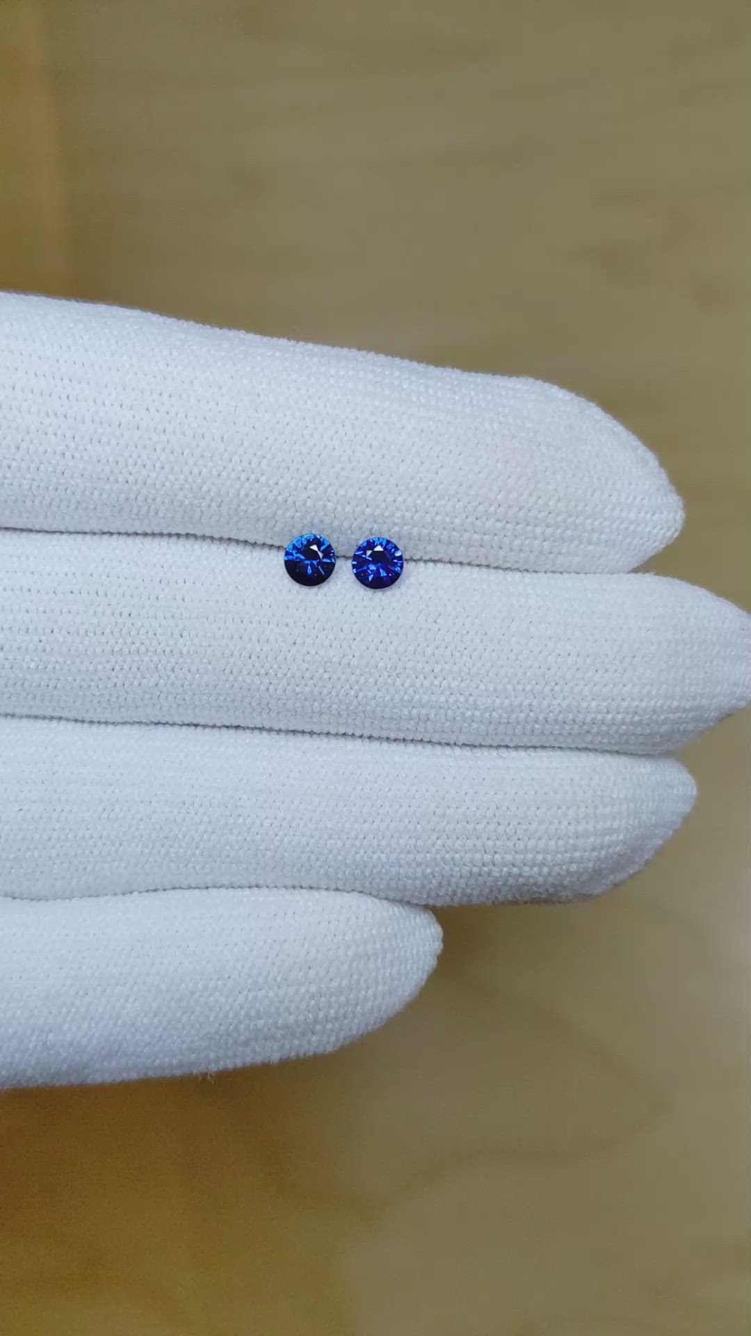 0.63&nbsp;Ct.Tw.Total Carat Weight Blue Sapphire Pair from Ceylon (Sri Lanka) Size Video