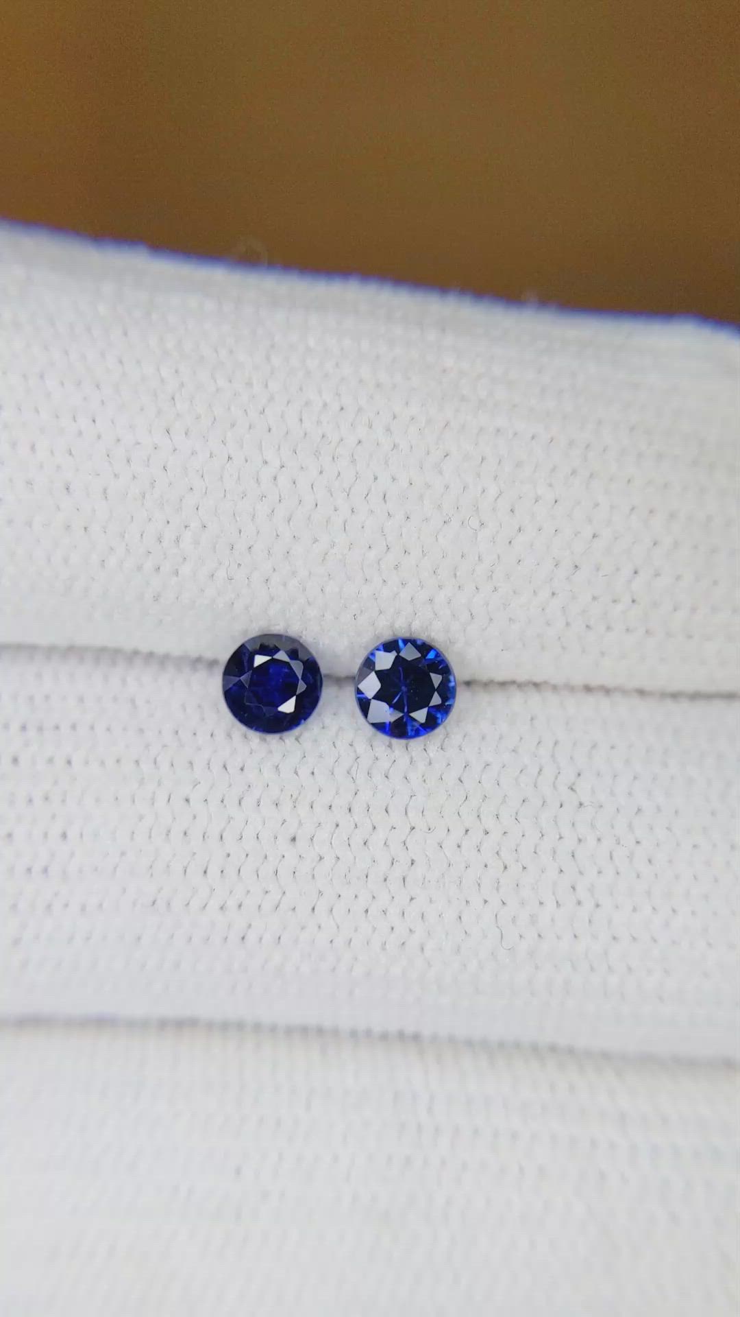 0.65&nbsp;Ct.Tw.Total Carat Weight Blue Sapphire Pair from Ceylon (Sri Lanka) Size Video