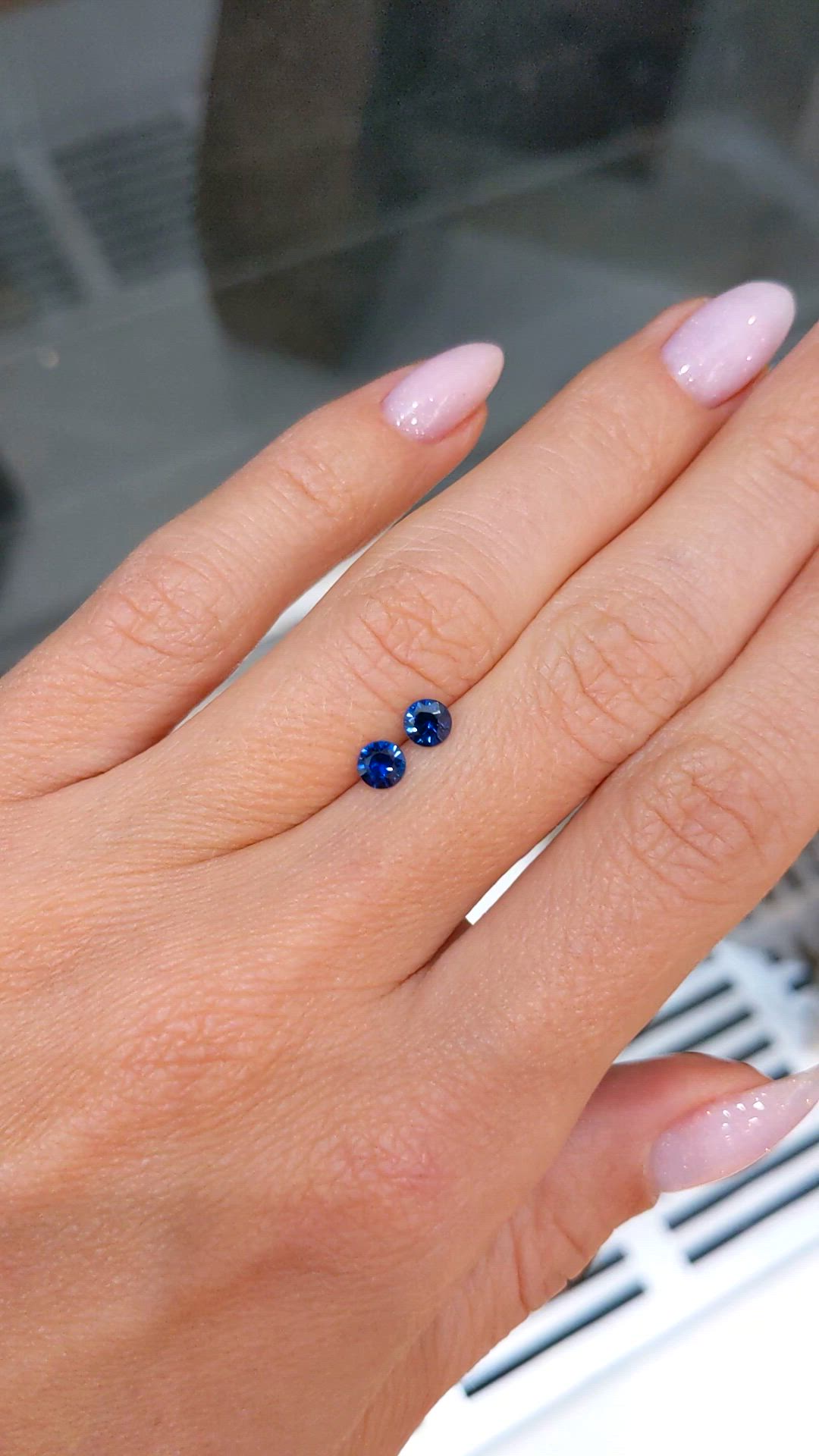 0.65&nbsp;Ct.Tw.Total Carat Weight Blue Sapphire Pair from Ceylon (Sri Lanka) Size Video