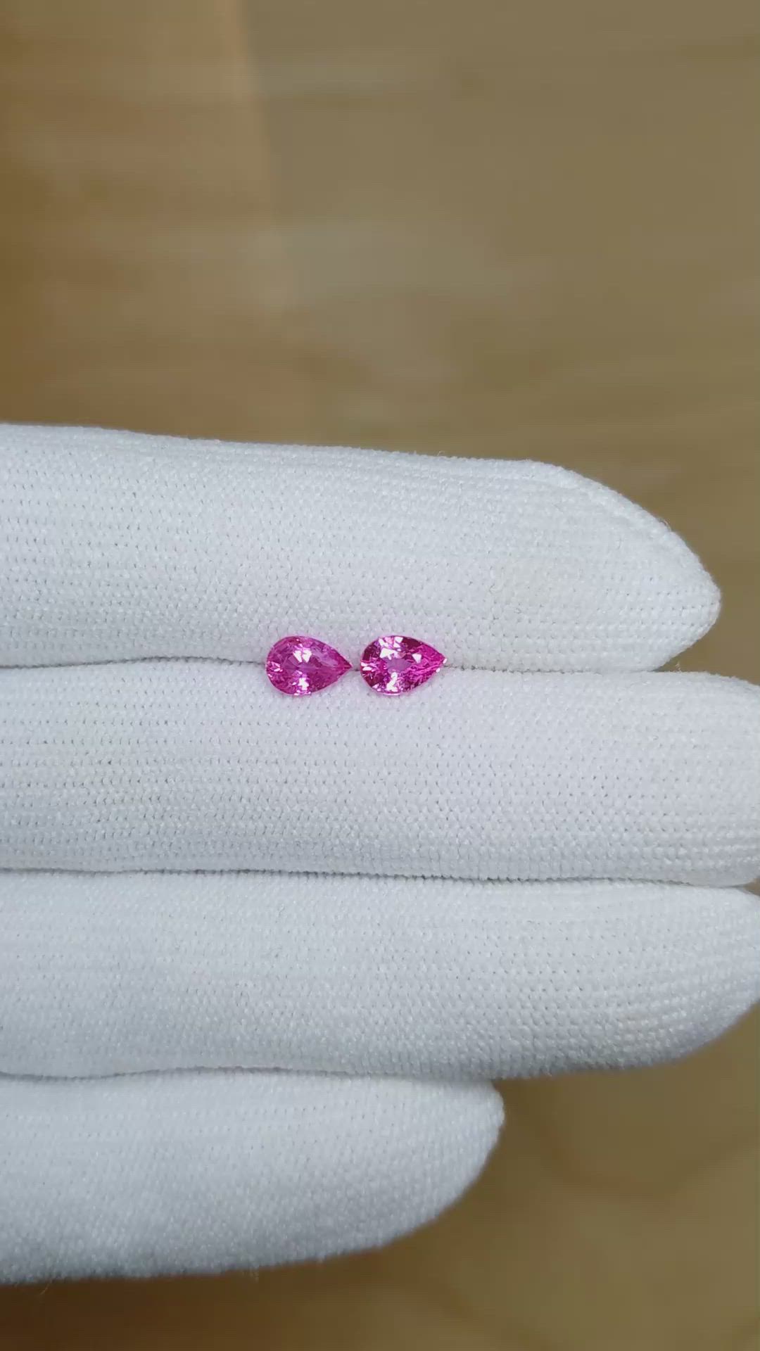 1.15&nbsp;Ct.Tw.Total Carat Weight Pink Sapphire Pair from Ceylon (Sri Lanka) Size Video