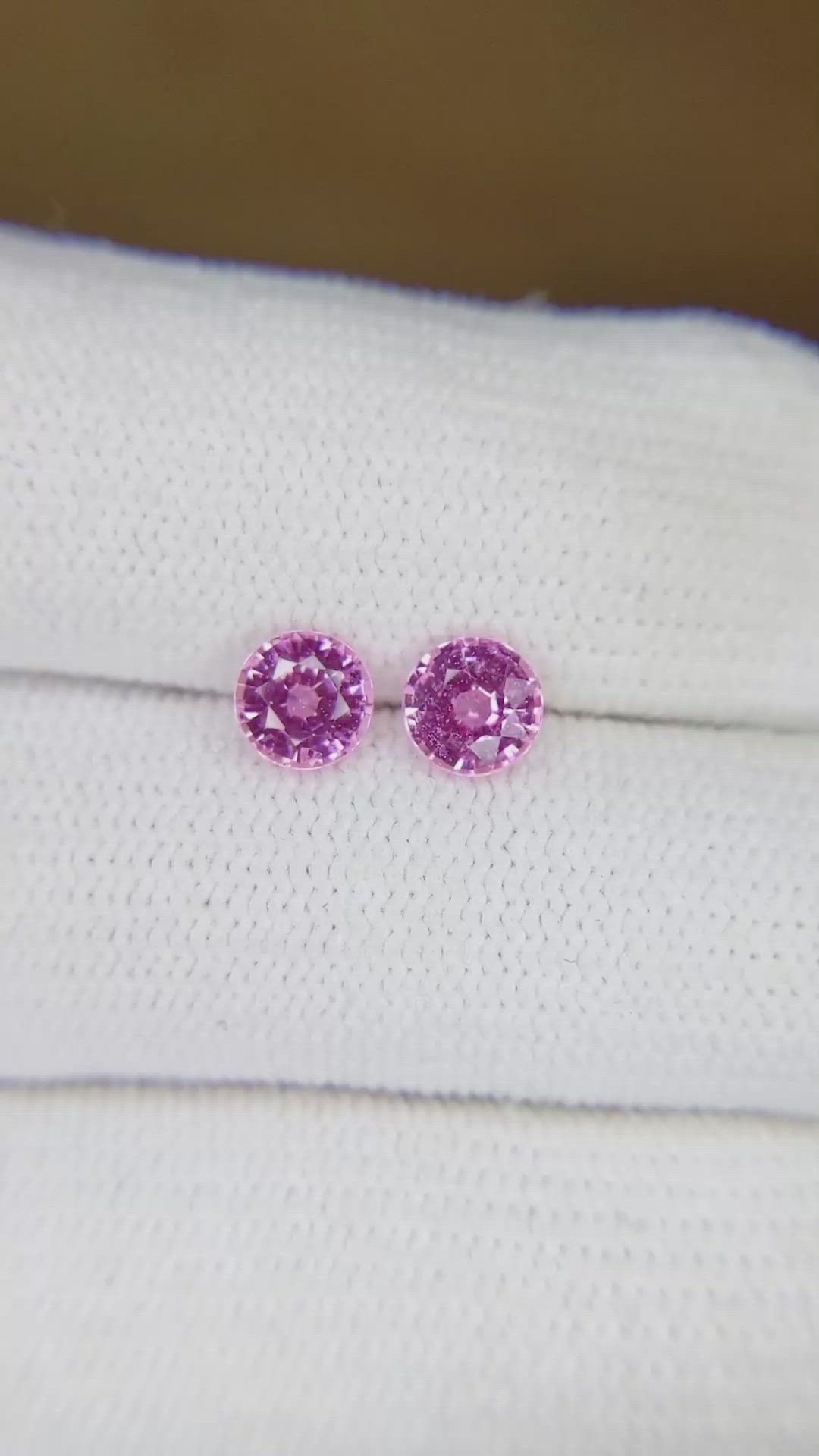 1.28 Ct.Tw.Total Carat Weight Pink Sapphire Pair from Ceylon (Sri Lanka) Size Video
