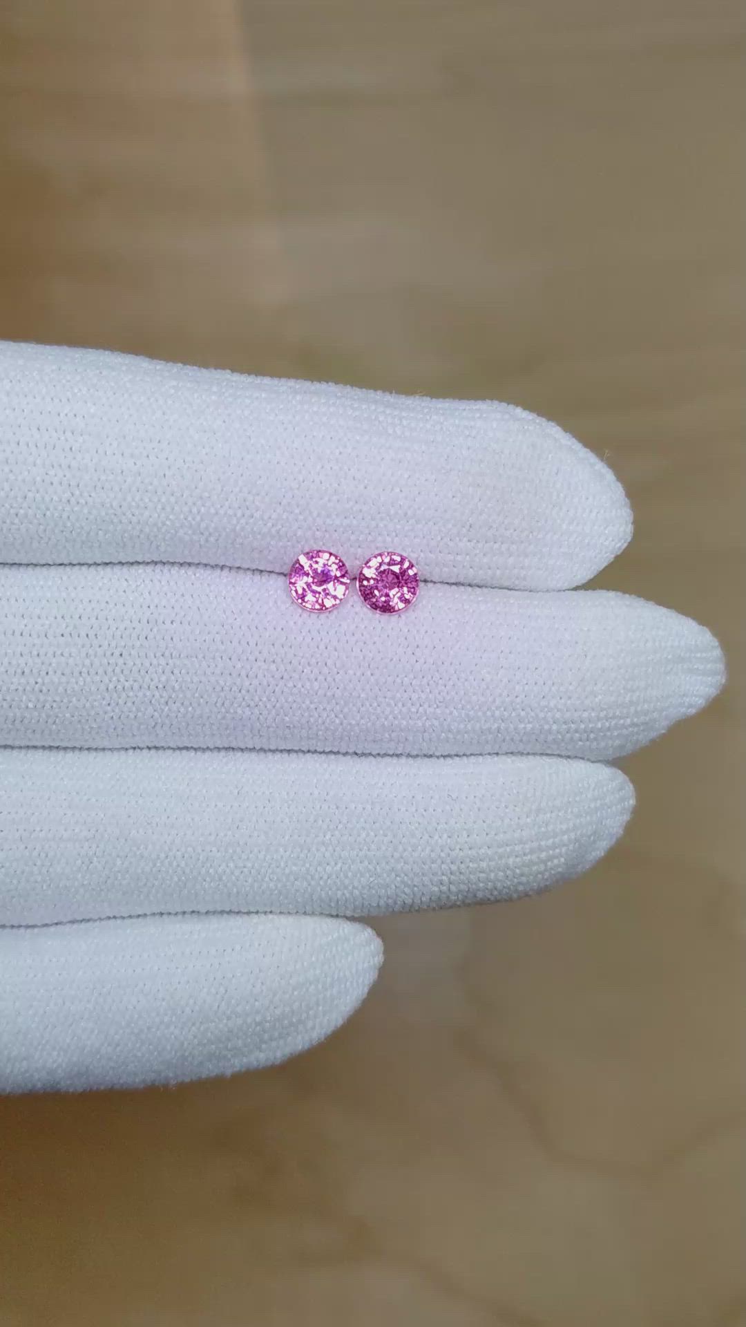 1.28 Ct.Tw.Total Carat Weight Pink Sapphire Pair from Ceylon (Sri Lanka) Size Video