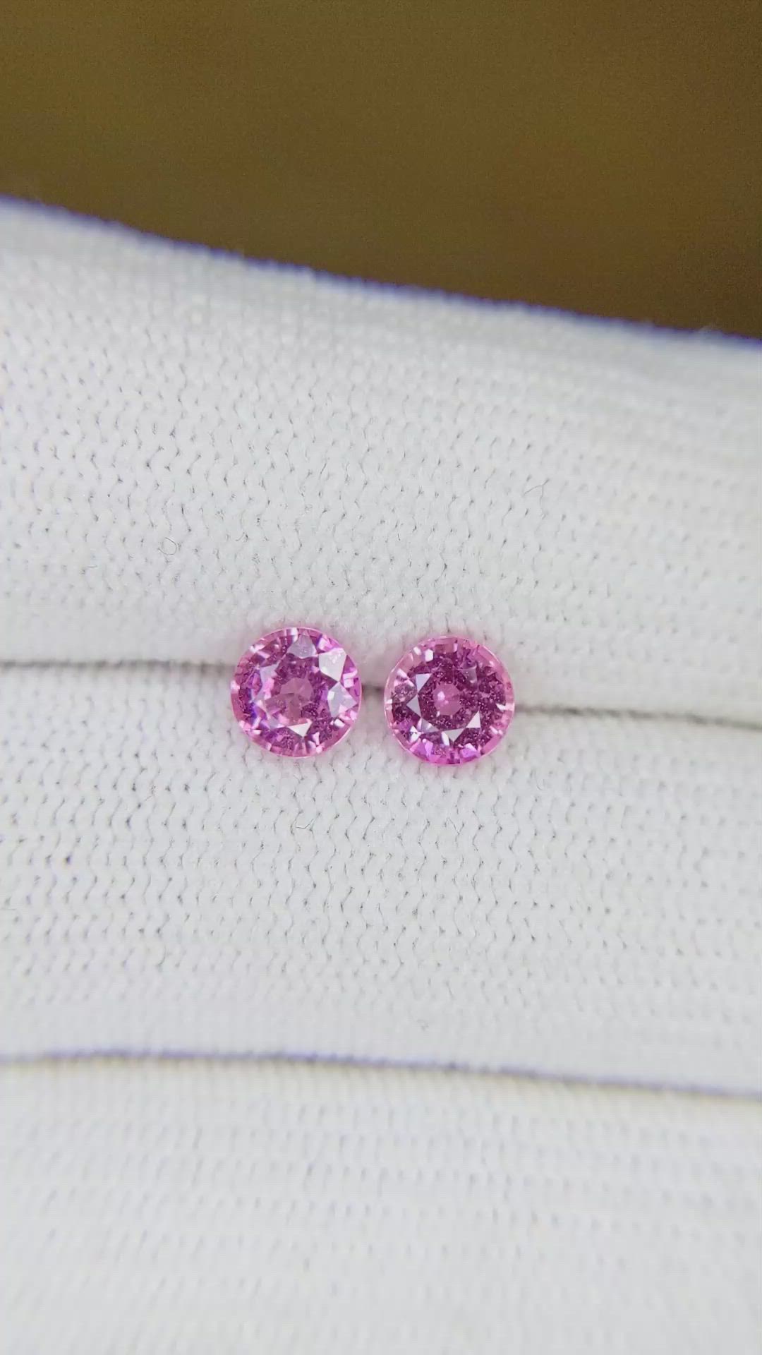 1.38 Ct.Tw.Total Carat Weight Pink Sapphire Pair from Ceylon (Sri Lanka) Size Video