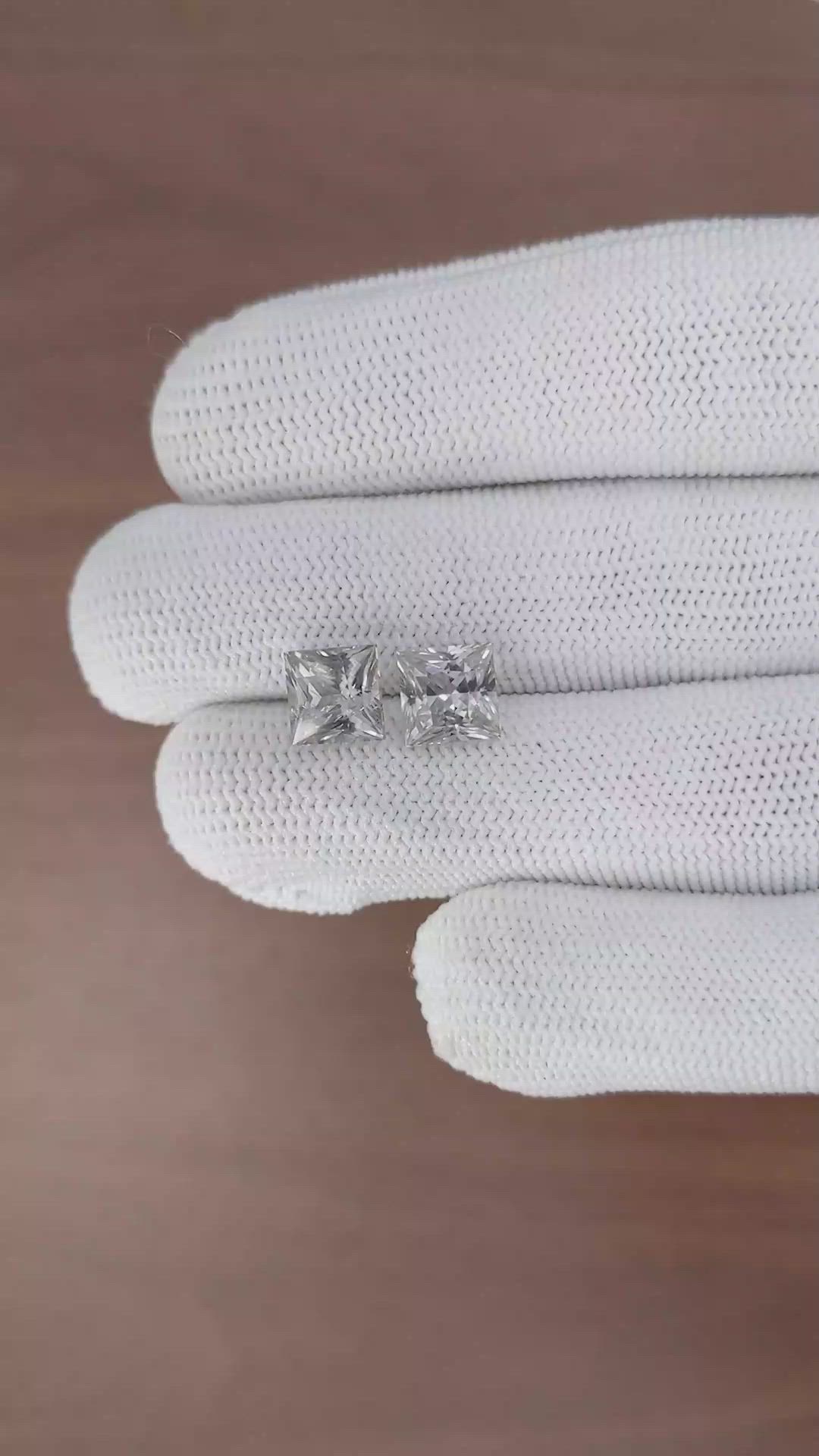 6.15 Ct.Tw.Total Carat Weight White Sapphire Pair from Madagascar Size Video