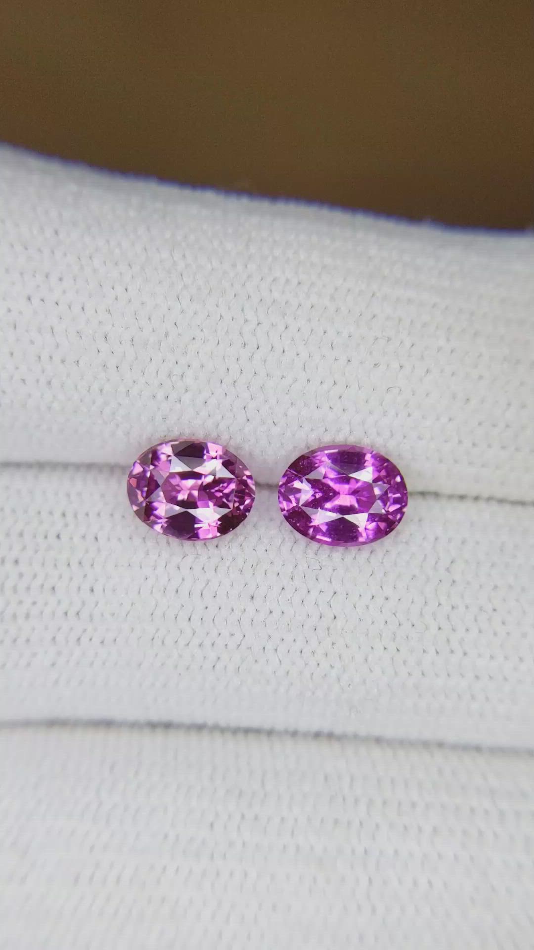 2.45&nbsp;Ct.Tw.Total Carat Weight Purple Sapphire Pair from Ceylon (Sri Lanka) Size Video