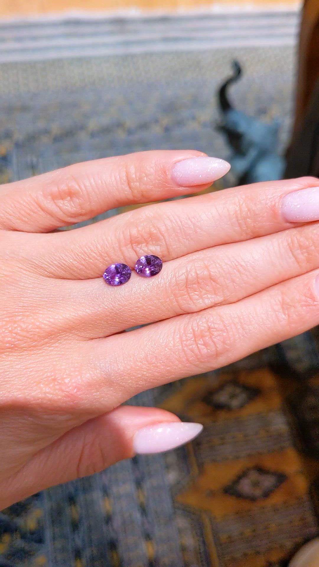 2.45&nbsp;Ct.Tw.Total Carat Weight Purple Sapphire Pair from Ceylon (Sri Lanka) Size Video