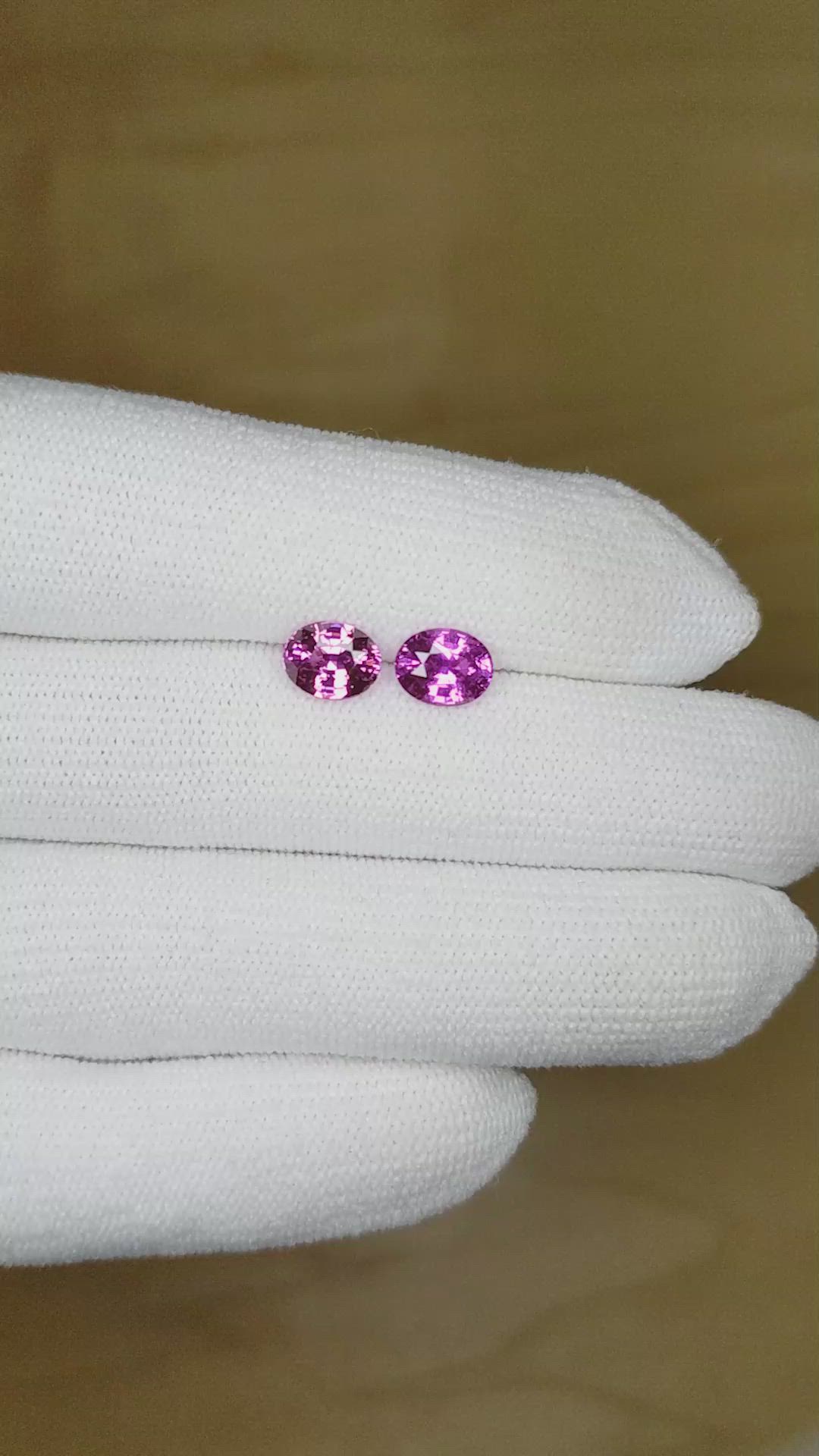 2.45&nbsp;Ct.Tw.Total Carat Weight Purple Sapphire Pair from Ceylon (Sri Lanka) Size Video