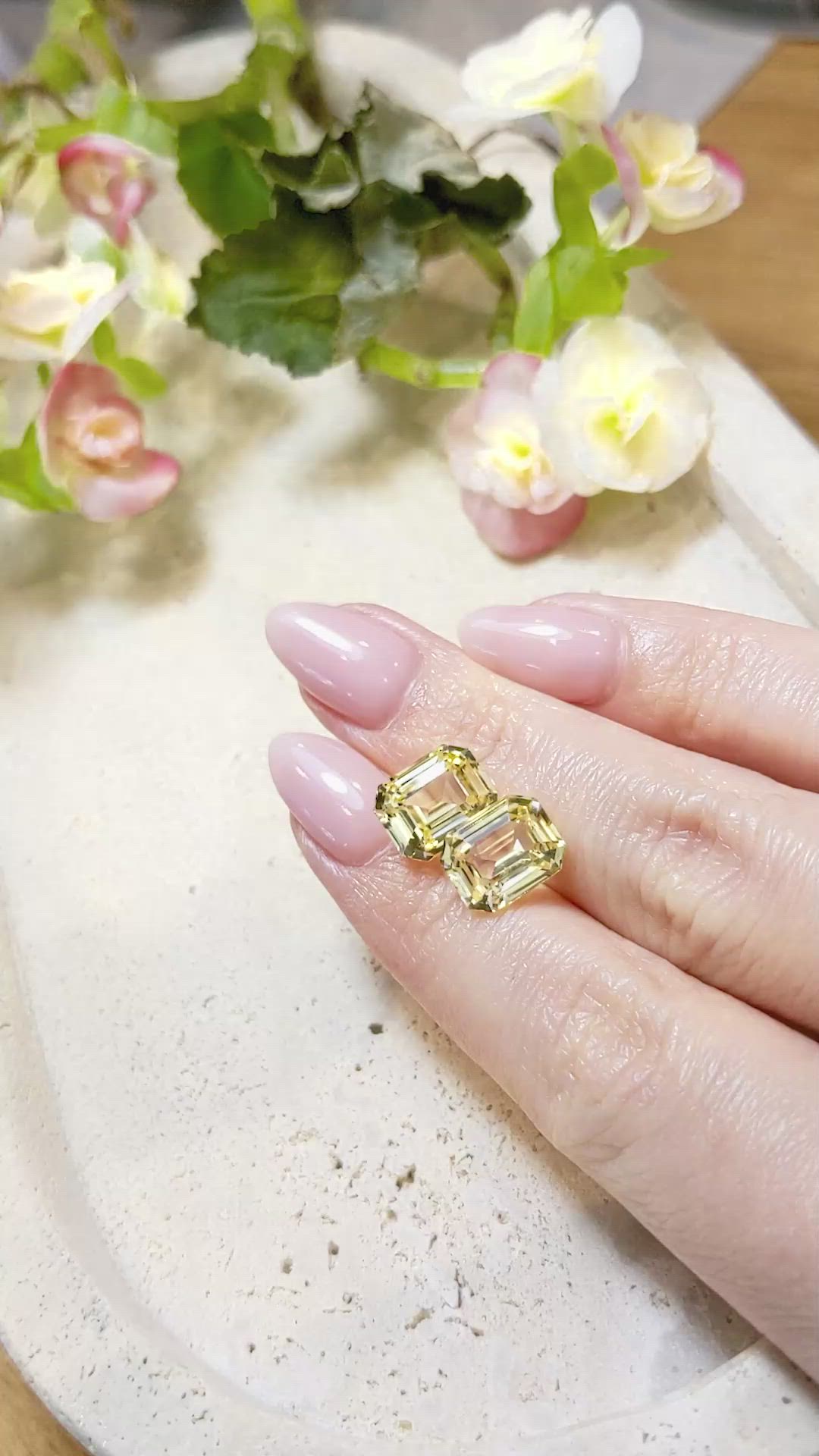 10.96&nbsp;Ct.Tw.Total Carat Weight Yellow Sapphire Pair from Ceylon (Sri Lanka) Size Video