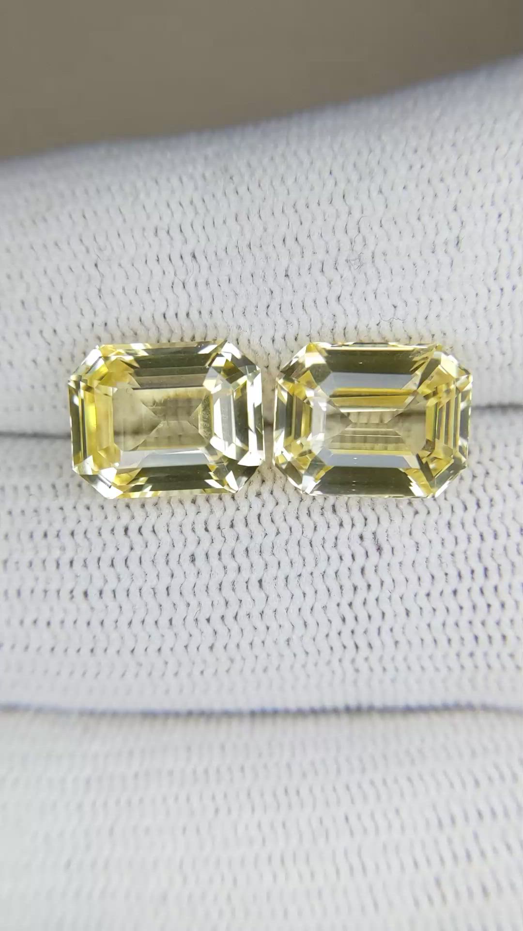 10.96&nbsp;Ct.Tw.Total Carat Weight Yellow Sapphire Pair from Ceylon (Sri Lanka) Size Video