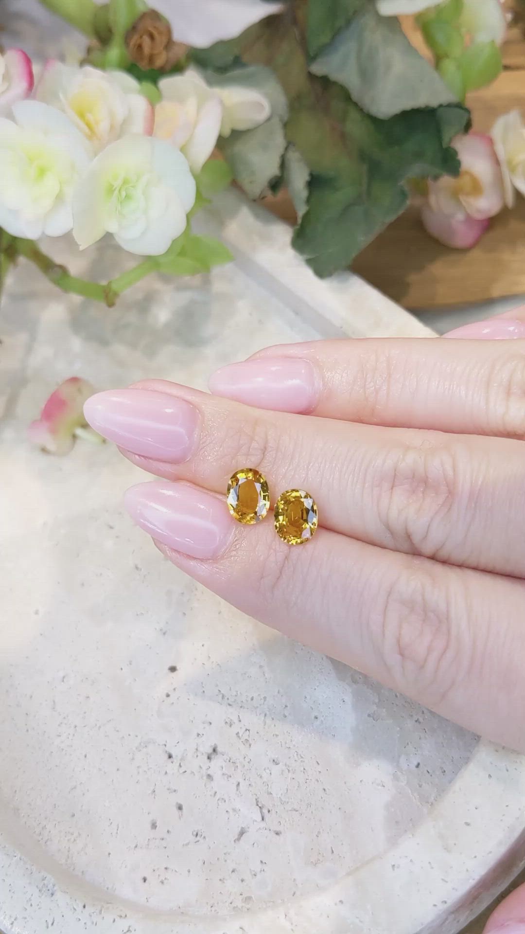 2.87 Ct.Tw.Total Carat Weight Yellowish Orange Sapphire Pair from Ceylon (Sri Lanka) Size Video