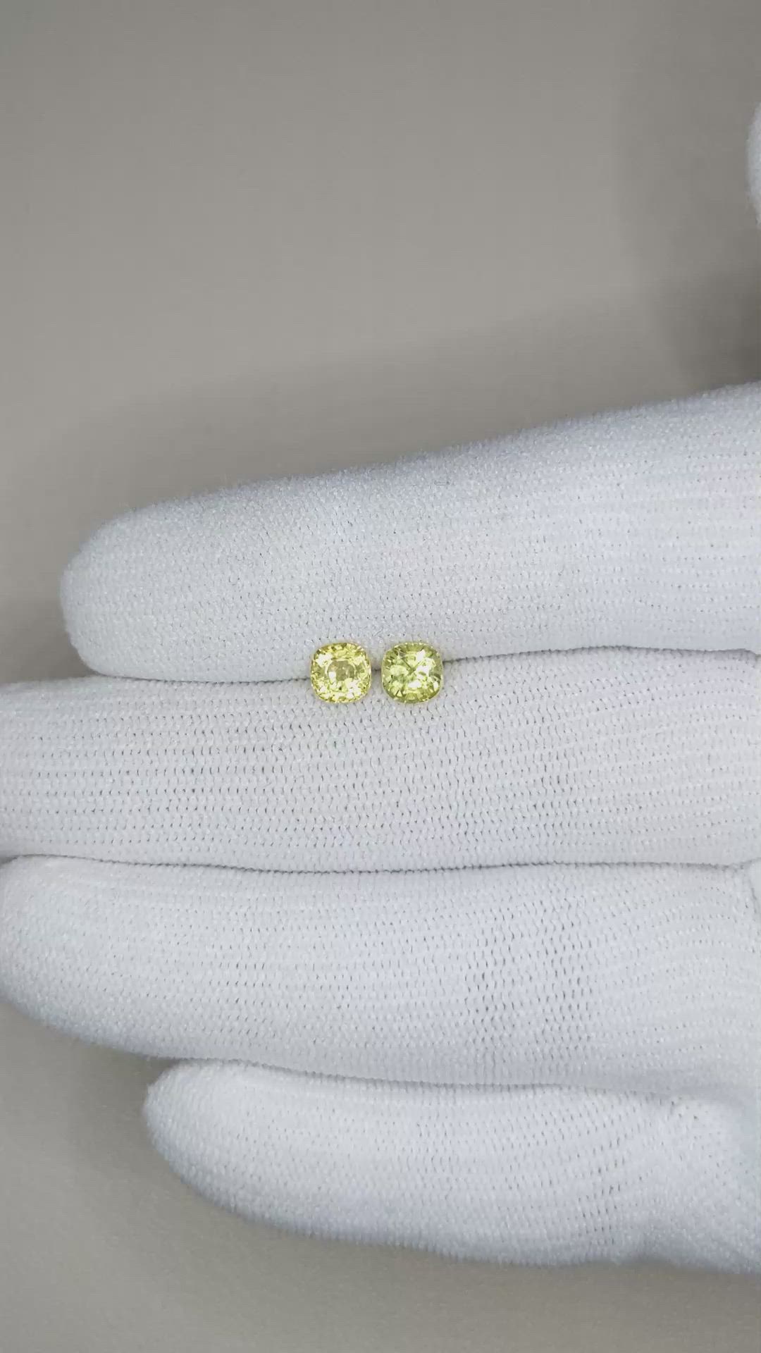 1.33&nbsp;Ct.Tw.Total Carat Weight Yellow Sapphire Pair from Ceylon (Sri Lanka) Size Video