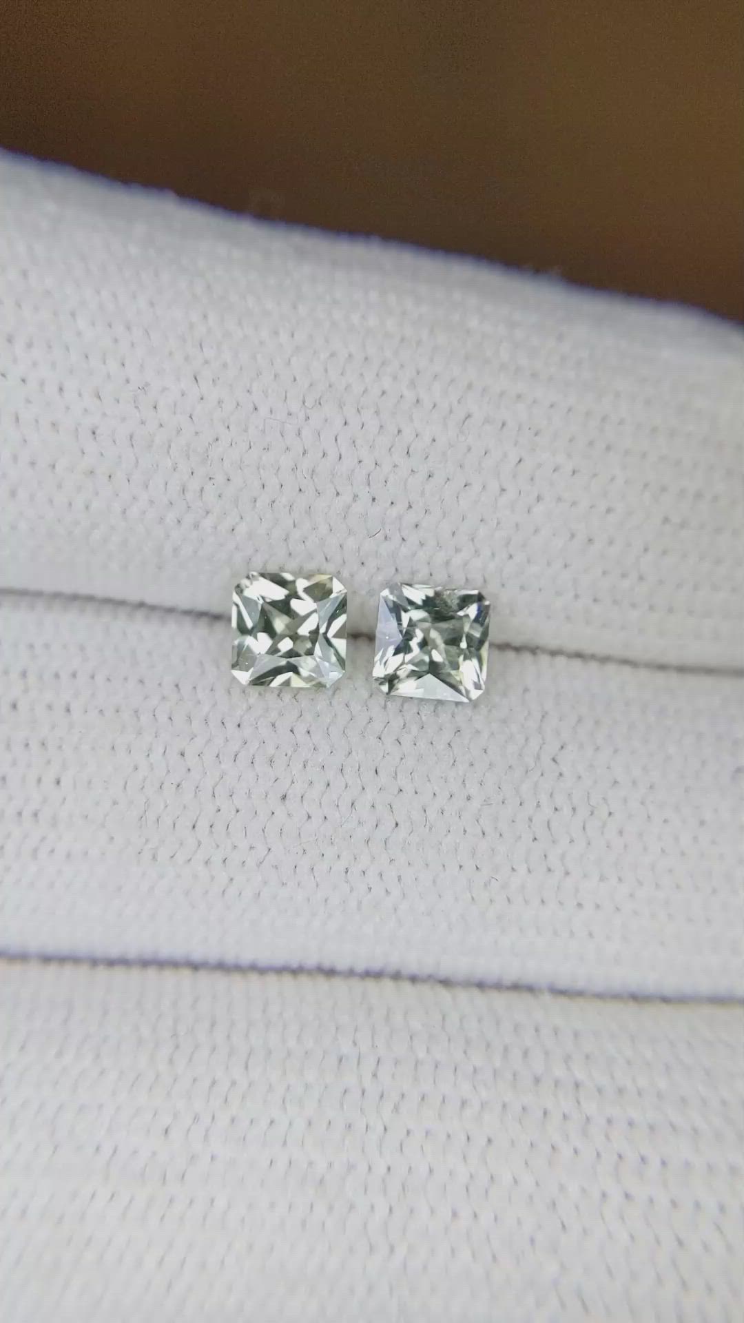 1.02 Ct.Tw.Total Carat Weight Yellowish Green Sapphire Pair from Montana Size Video