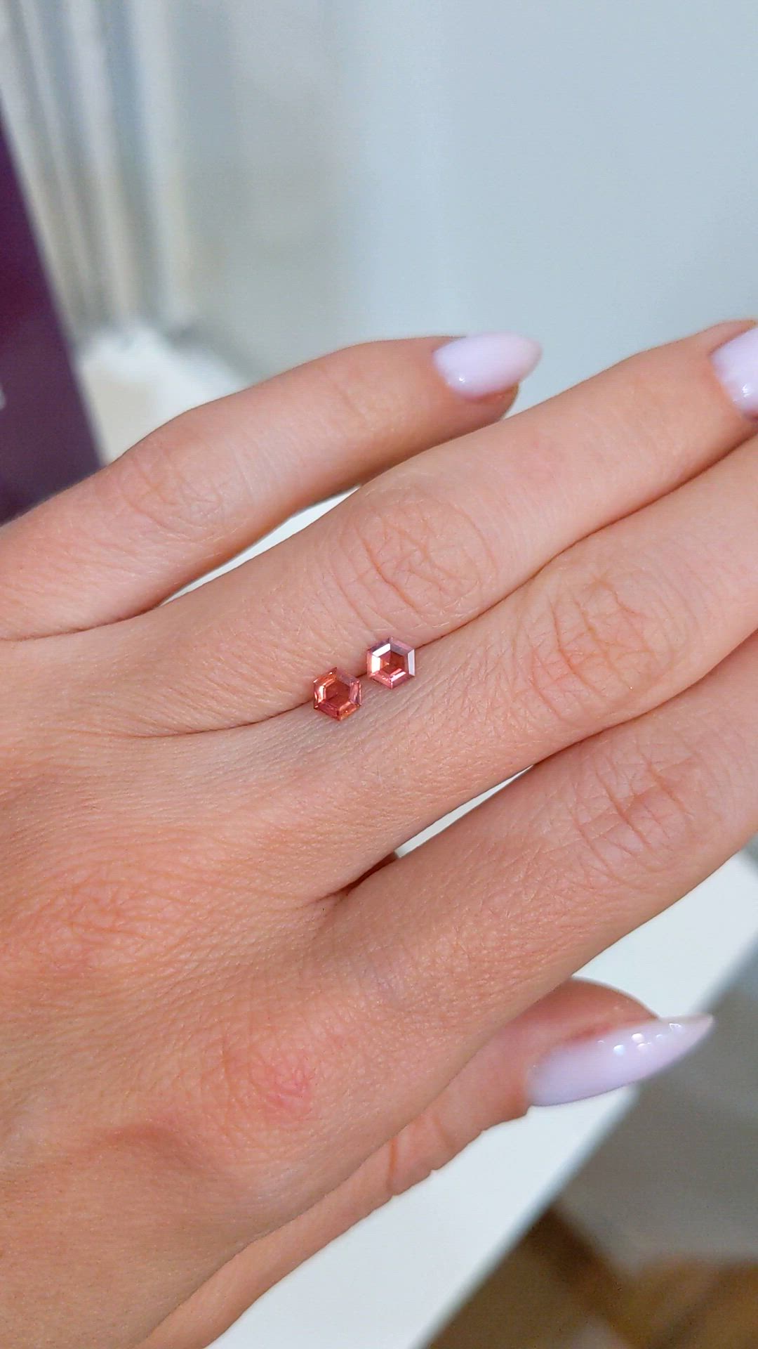 0.54 Ct.Tw.Total Carat Weight Padparadscha Sapphire Pair from Mozambique Size Video