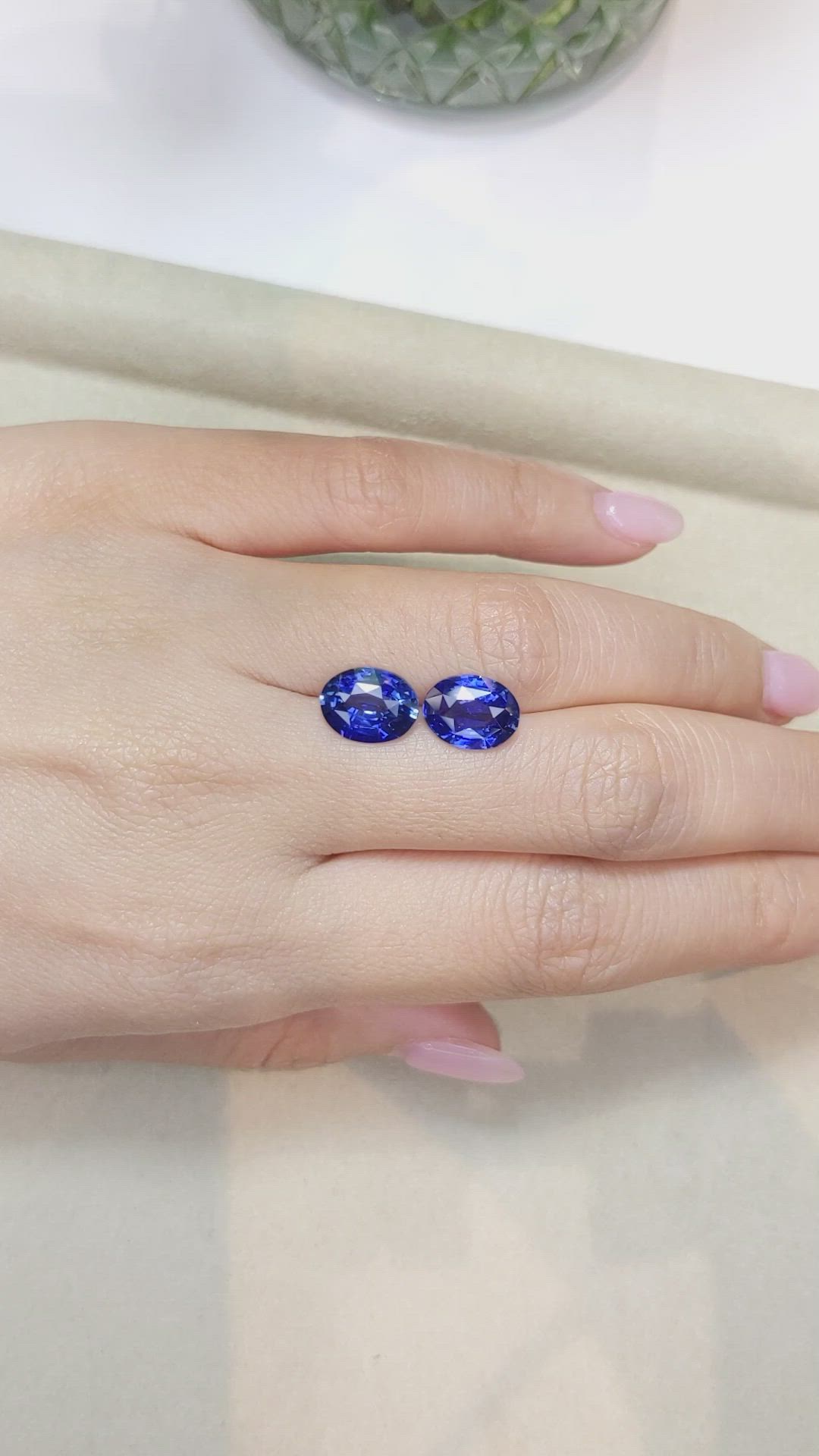 6.17&nbsp;Ct.Tw.Total Carat Weight Blue Sapphire Pair from Ceylon (Sri Lanka) Size Video