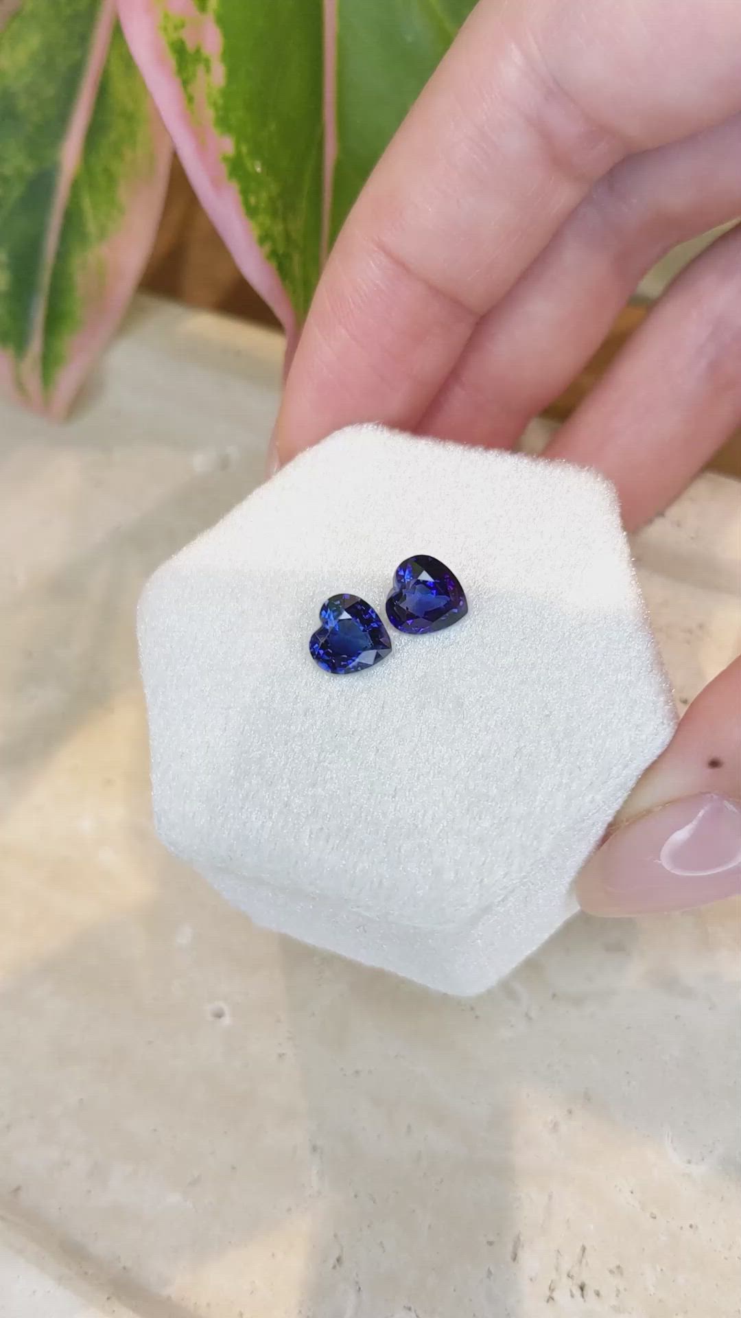 3.19&nbsp;Ct.Tw.Total Carat Weight Blue Sapphire Pair from Ceylon (Sri Lanka) Size Video