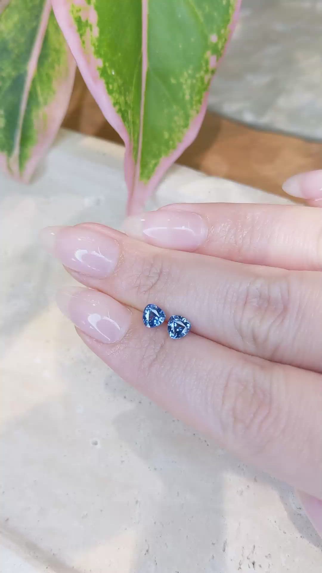 1.22 Ct.Tw.Total Carat Weight Blue Sapphire Pair from Ceylon (Sri Lanka) Size Video