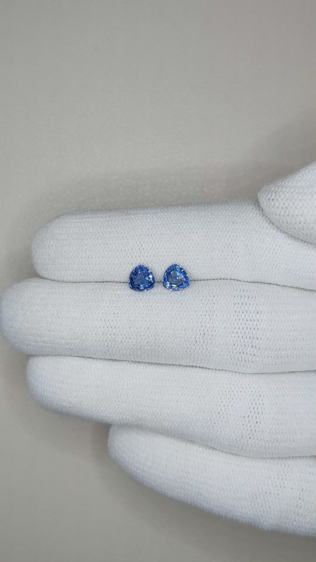 1.22 Ct.Tw.Total Carat Weight Blue Sapphire Pair from Ceylon (Sri Lanka) Size Video