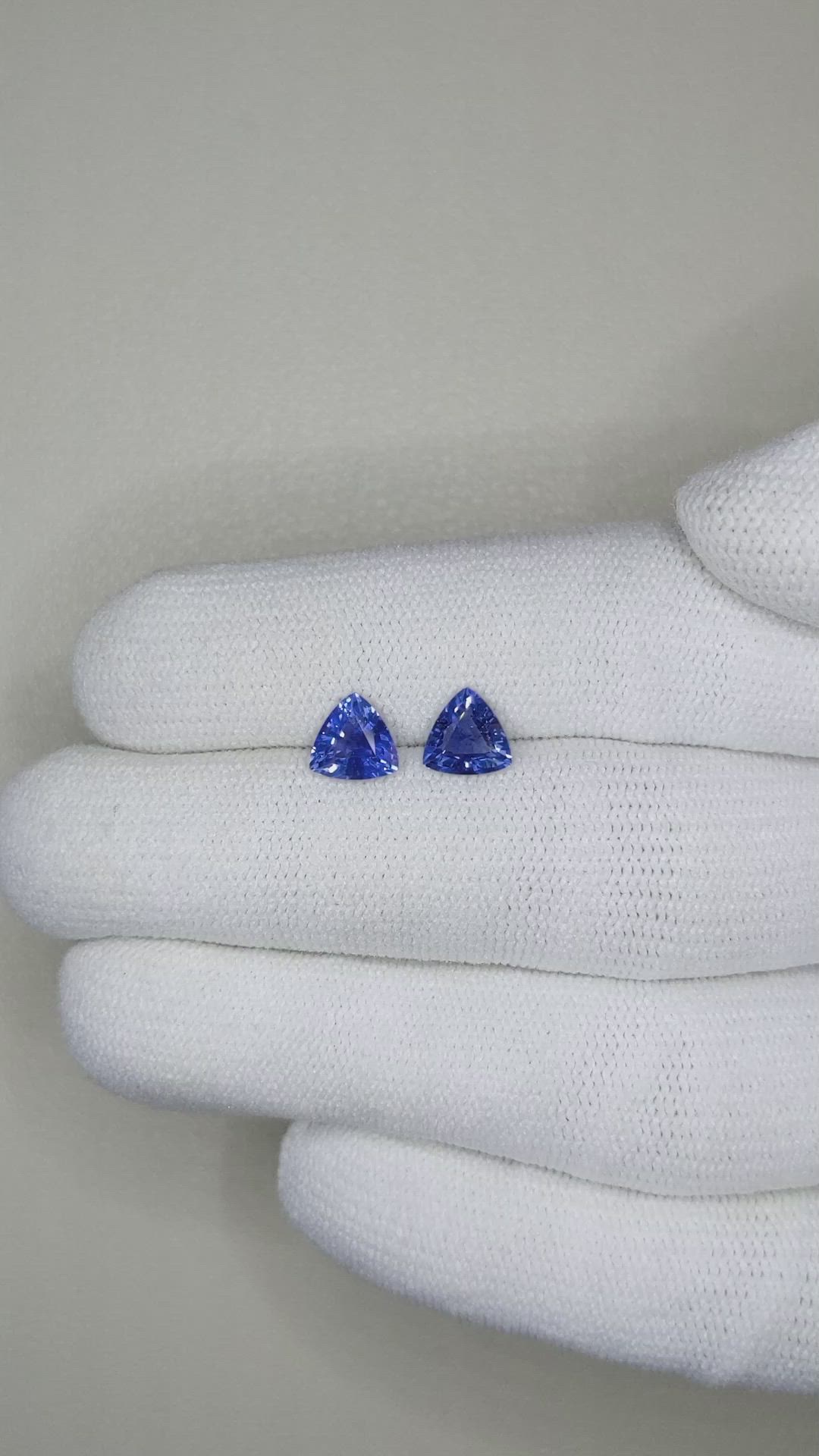 1.67 Ct.Tw.Total Carat Weight Blue Sapphire Pair from Ceylon (Sri Lanka) Size Video