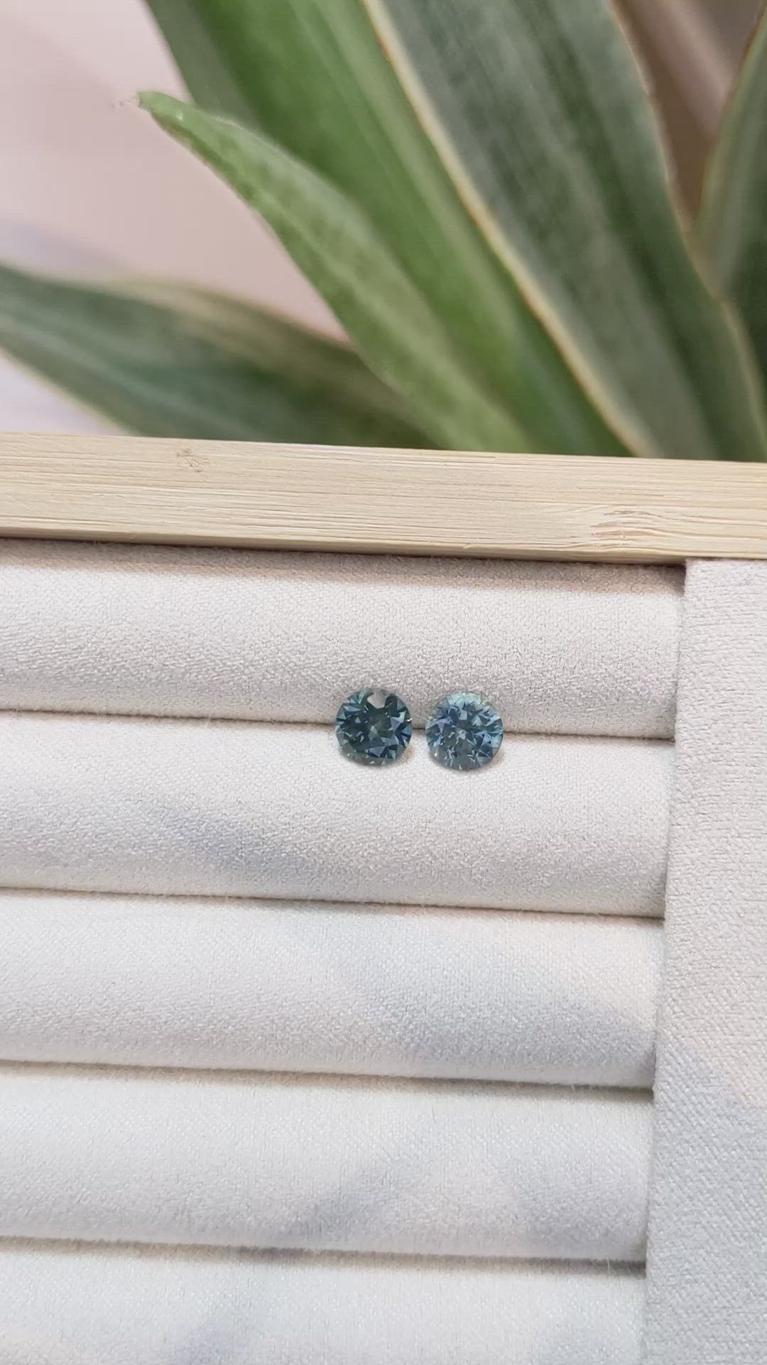 3.02 Ct.Tw.Total Carat Weight Greenish Blue Sapphire Pair from Montana Size Video