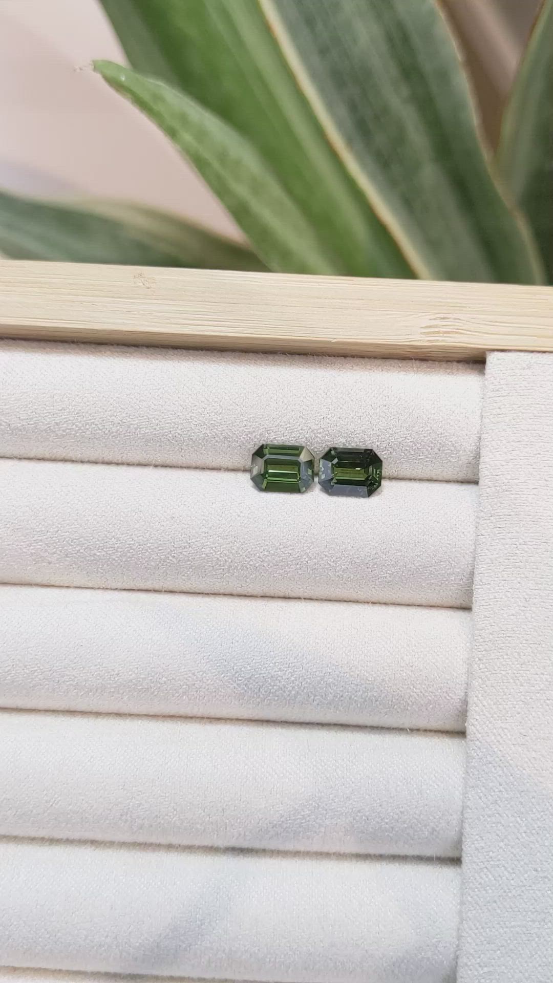 3.40 Ct.Tw.Total Carat Weight Green Sapphire Pair from Ceylon (Sri Lanka) Size Video