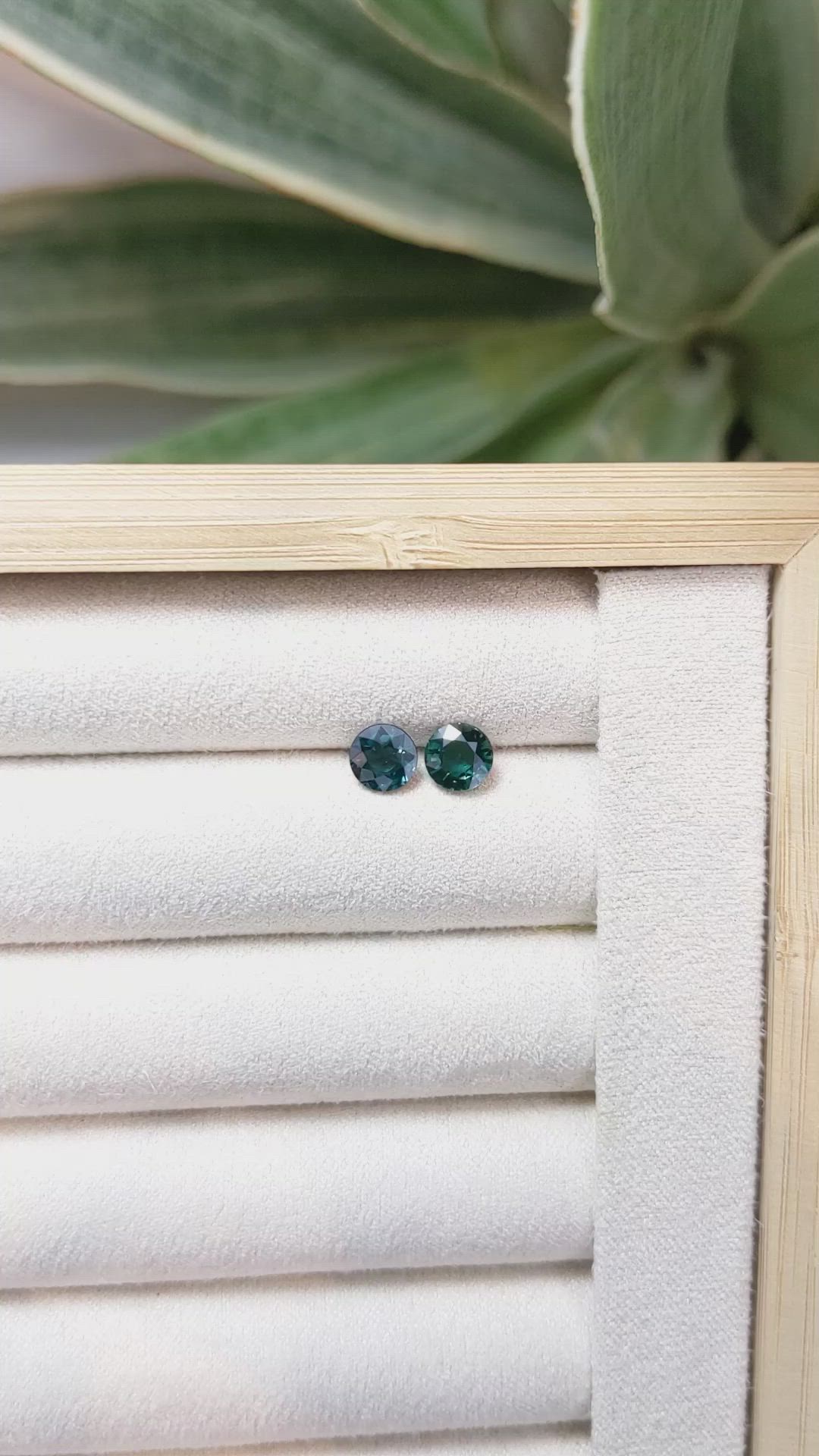 2.03&nbsp;Ct.Tw.Total Carat Weight Bluish Green Sapphire Pair from Australia Size Video