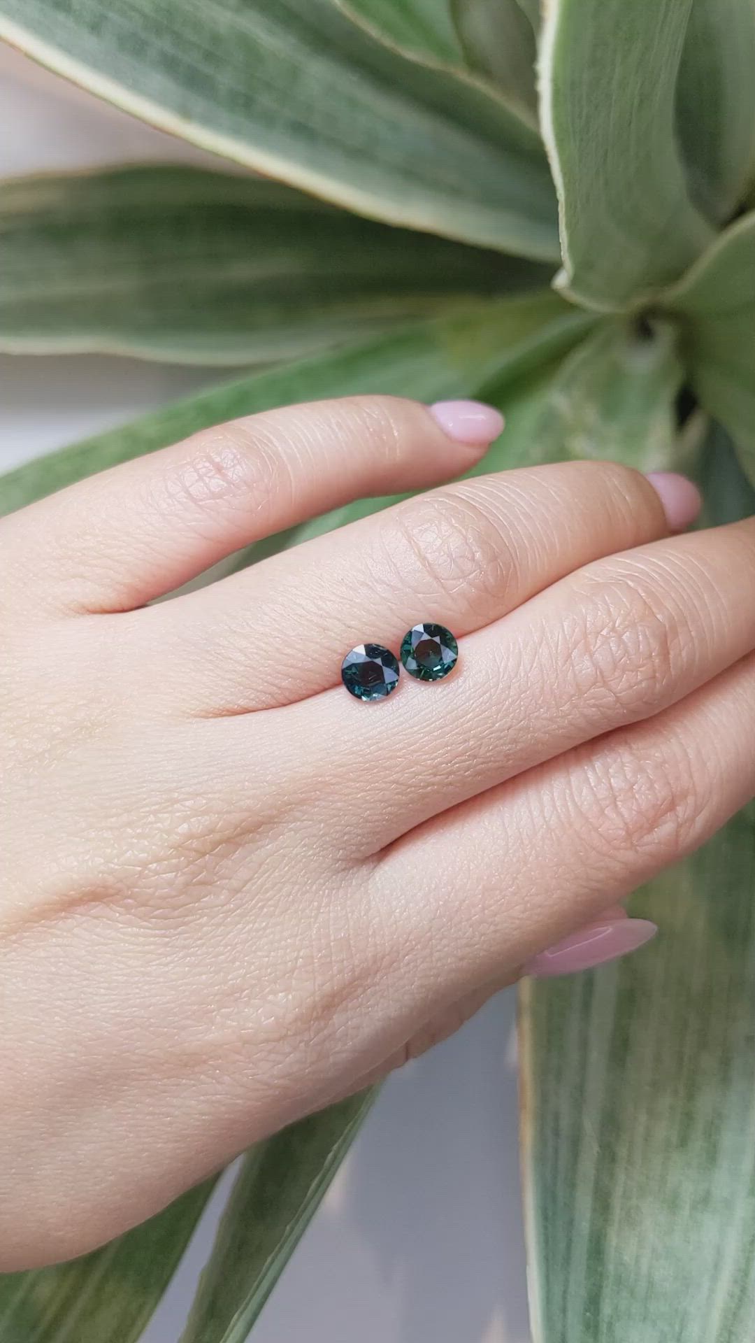 2.03&nbsp;Ct.Tw.Total Carat Weight Bluish Green Sapphire Pair from Australia Size Video