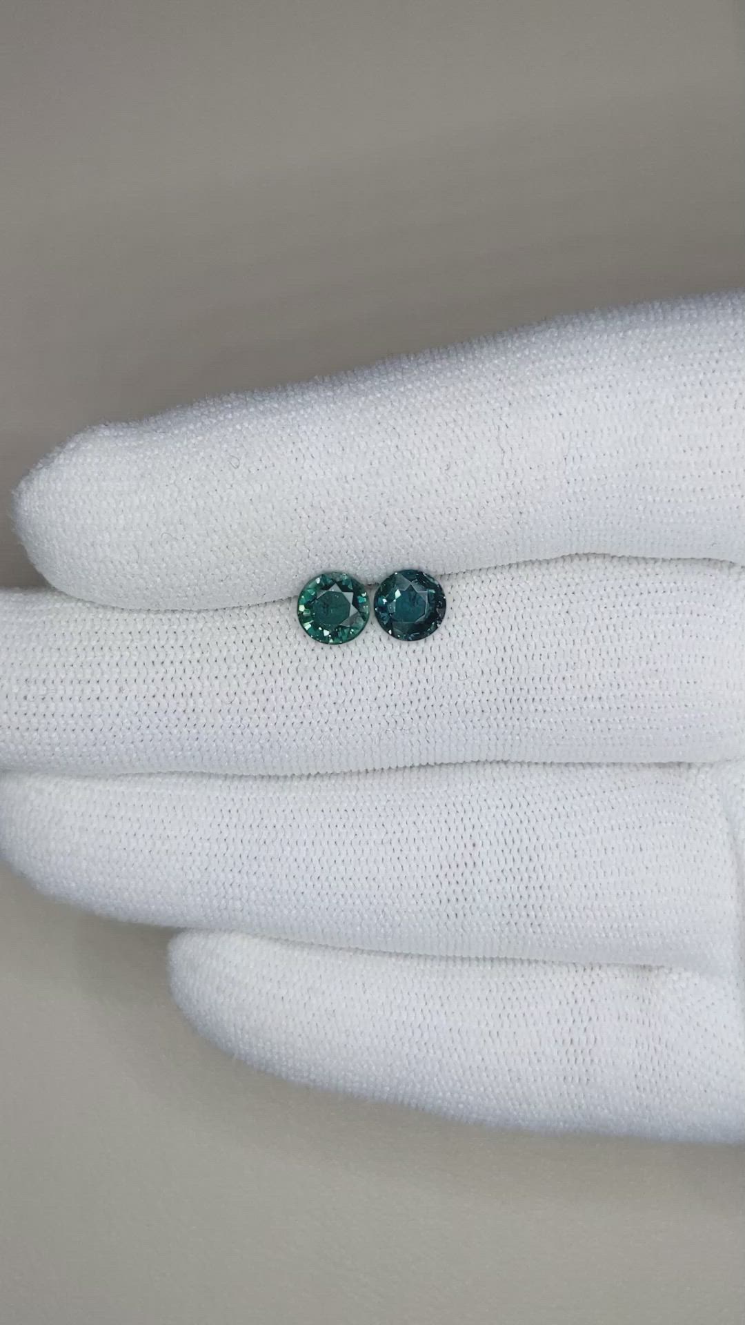 2.03&nbsp;Ct.Tw.Total Carat Weight Bluish Green Sapphire Pair from Australia Size Video