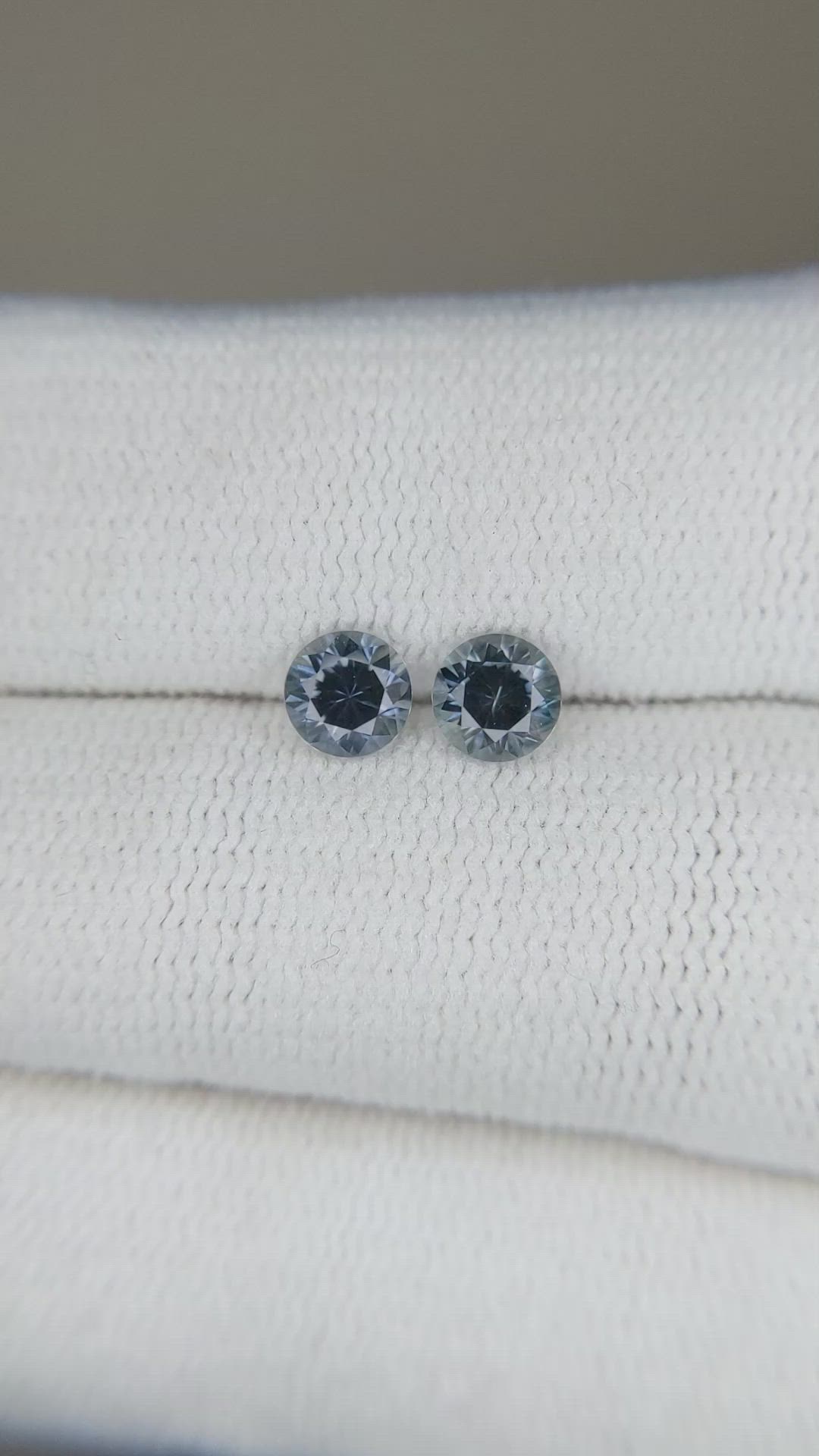 0.91&nbsp;Ct.Tw.Total Carat Weight Greyish Blue Sapphire Pair from Montana Size Video