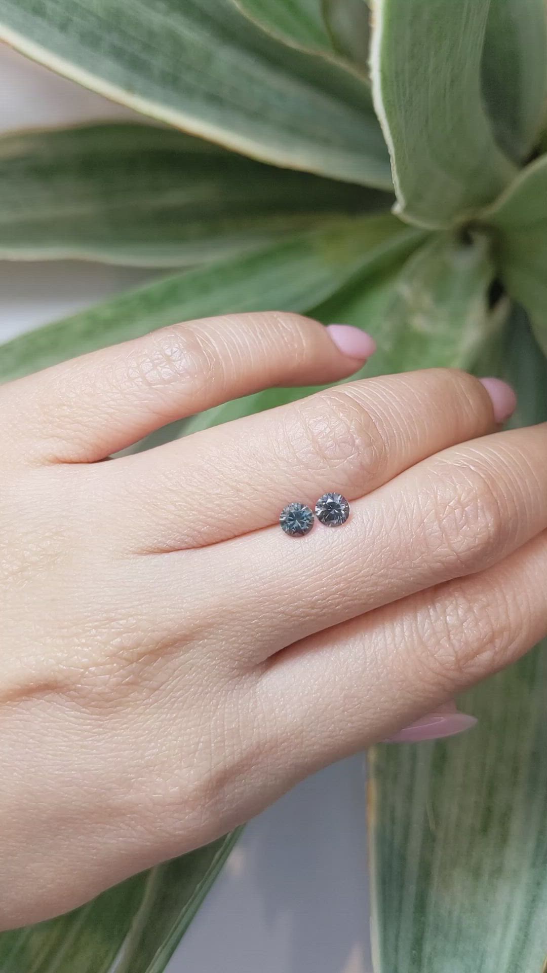 0.91&nbsp;Ct.Tw.Total Carat Weight Greyish Blue Sapphire Pair from Montana Size Video