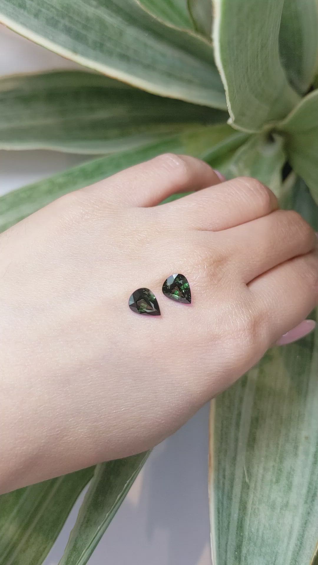 3.56&nbsp;Ct.Tw.Total Carat Weight Green Sapphire Pair from Madagascar Size Video