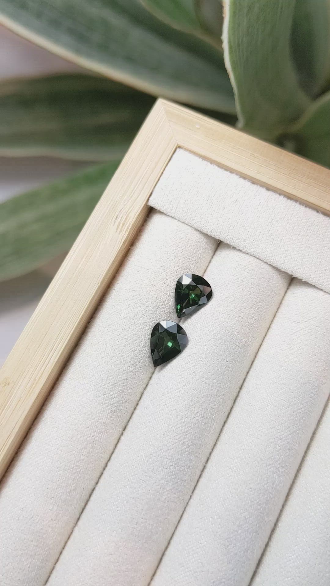 3.56&nbsp;Ct.Tw.Total Carat Weight Green Sapphire Pair from Madagascar Size Video