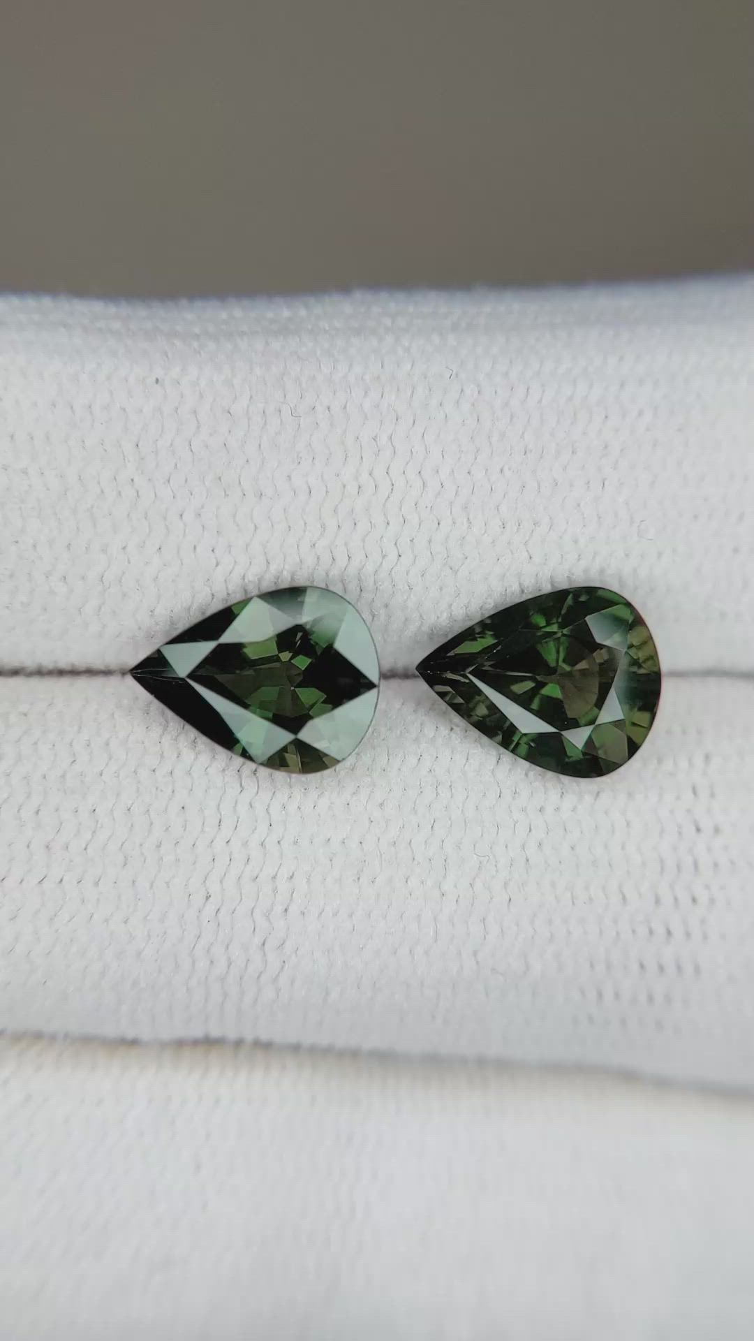 3.56&nbsp;Ct.Tw.Total Carat Weight Green Sapphire Pair from Madagascar Size Video