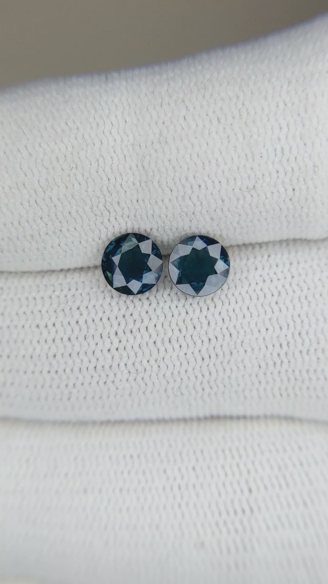 1.71 Ct.Tw.Total Carat Weight Greenish Blue Sapphire Pair from Madagascar Size Video