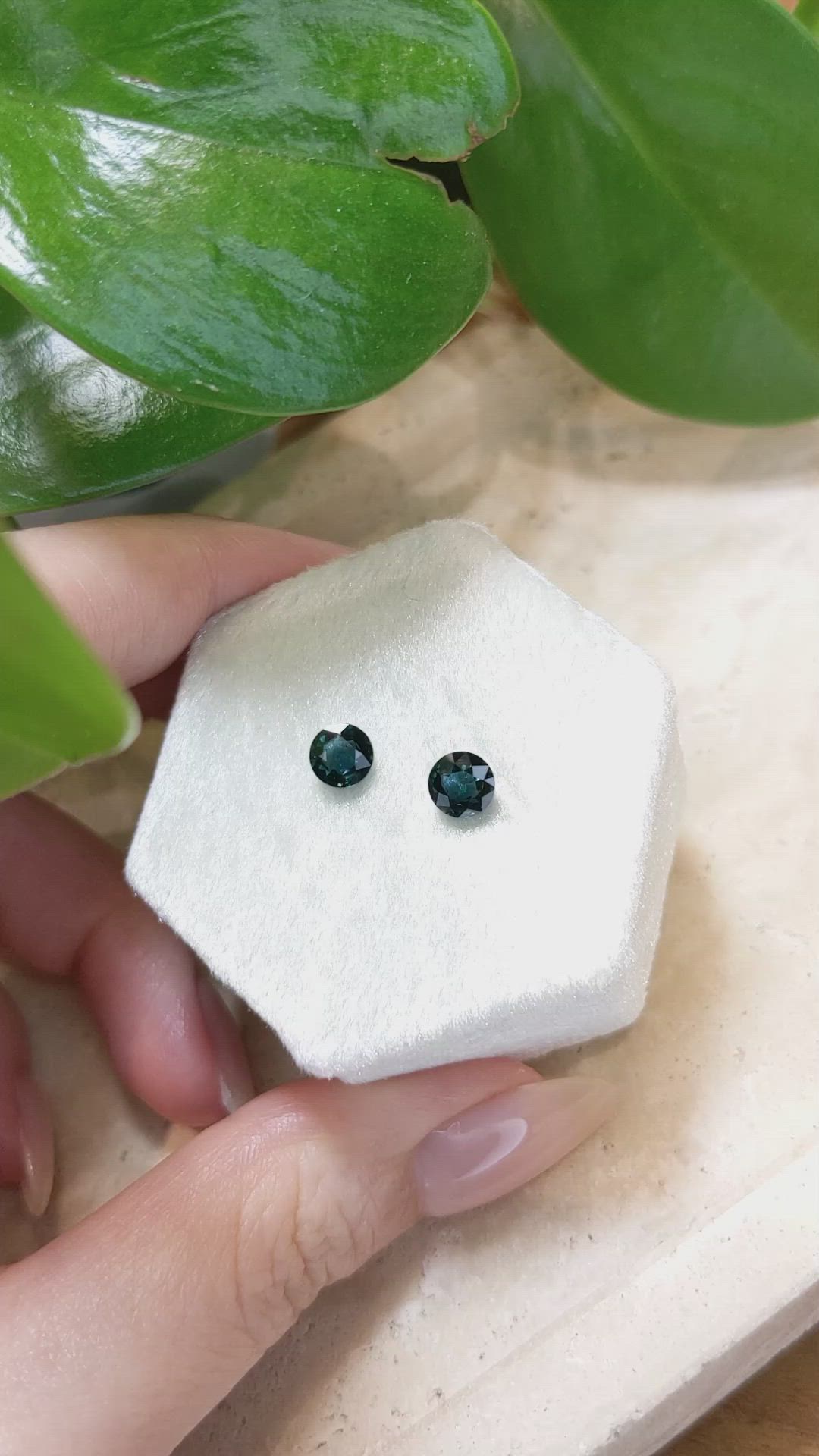 1.71 Ct.Tw.Total Carat Weight Greenish Blue Sapphire Pair from Madagascar Size Video