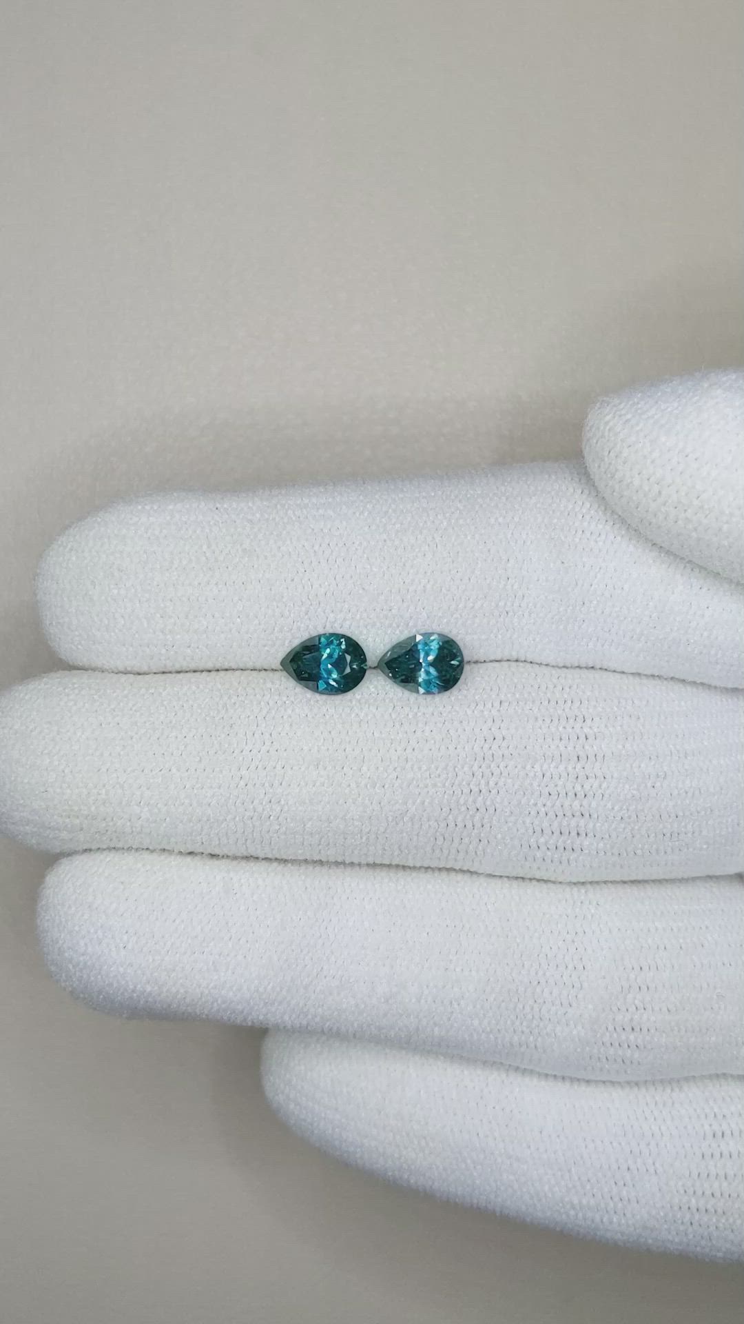 1.36&nbsp;Ct.Tw.Total Carat Weight Greenish Blue Sapphire Pair from Montana Size Video