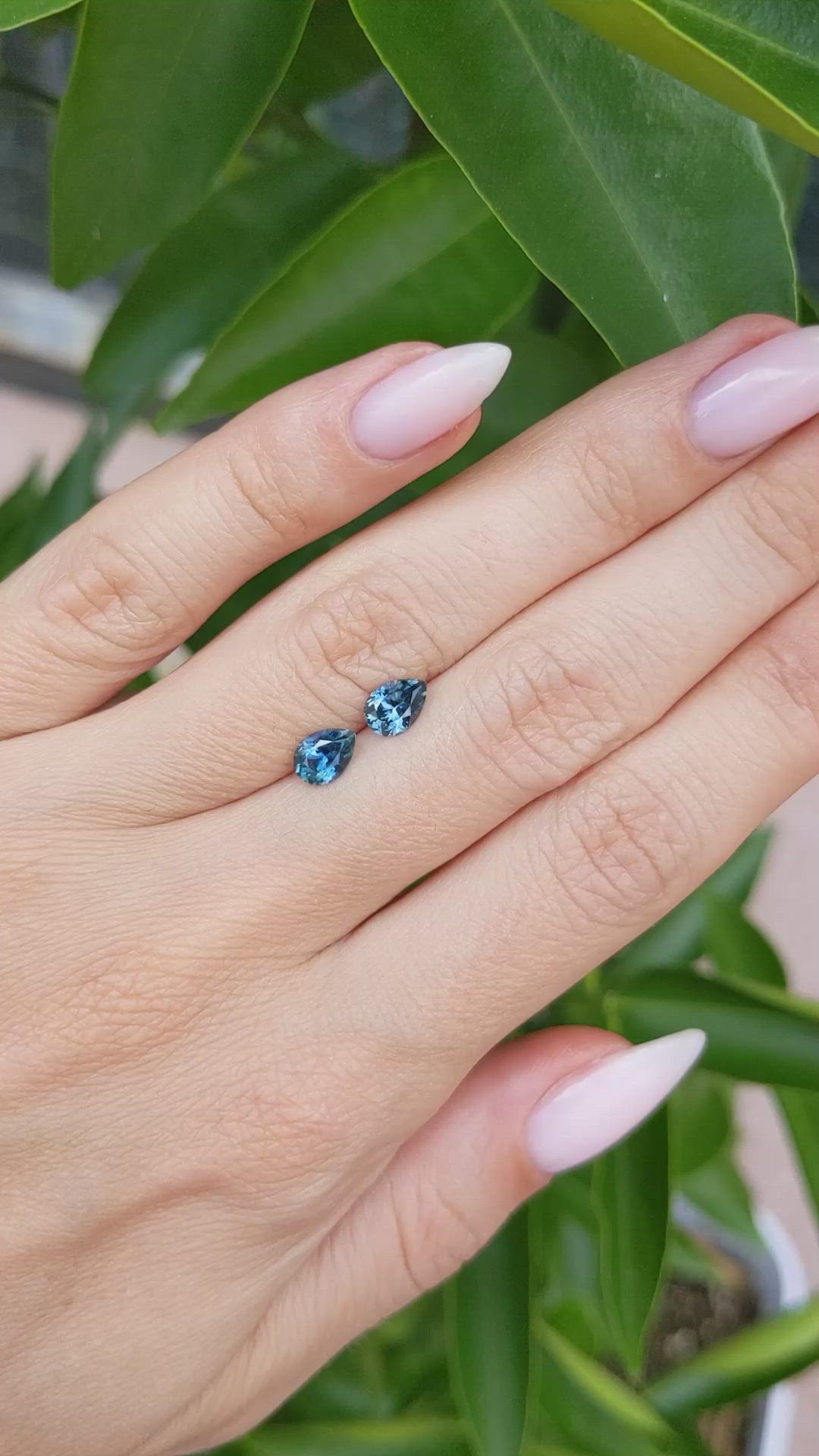 1.36&nbsp;Ct.Tw.Total Carat Weight Greenish Blue Sapphire Pair from Montana Size Video