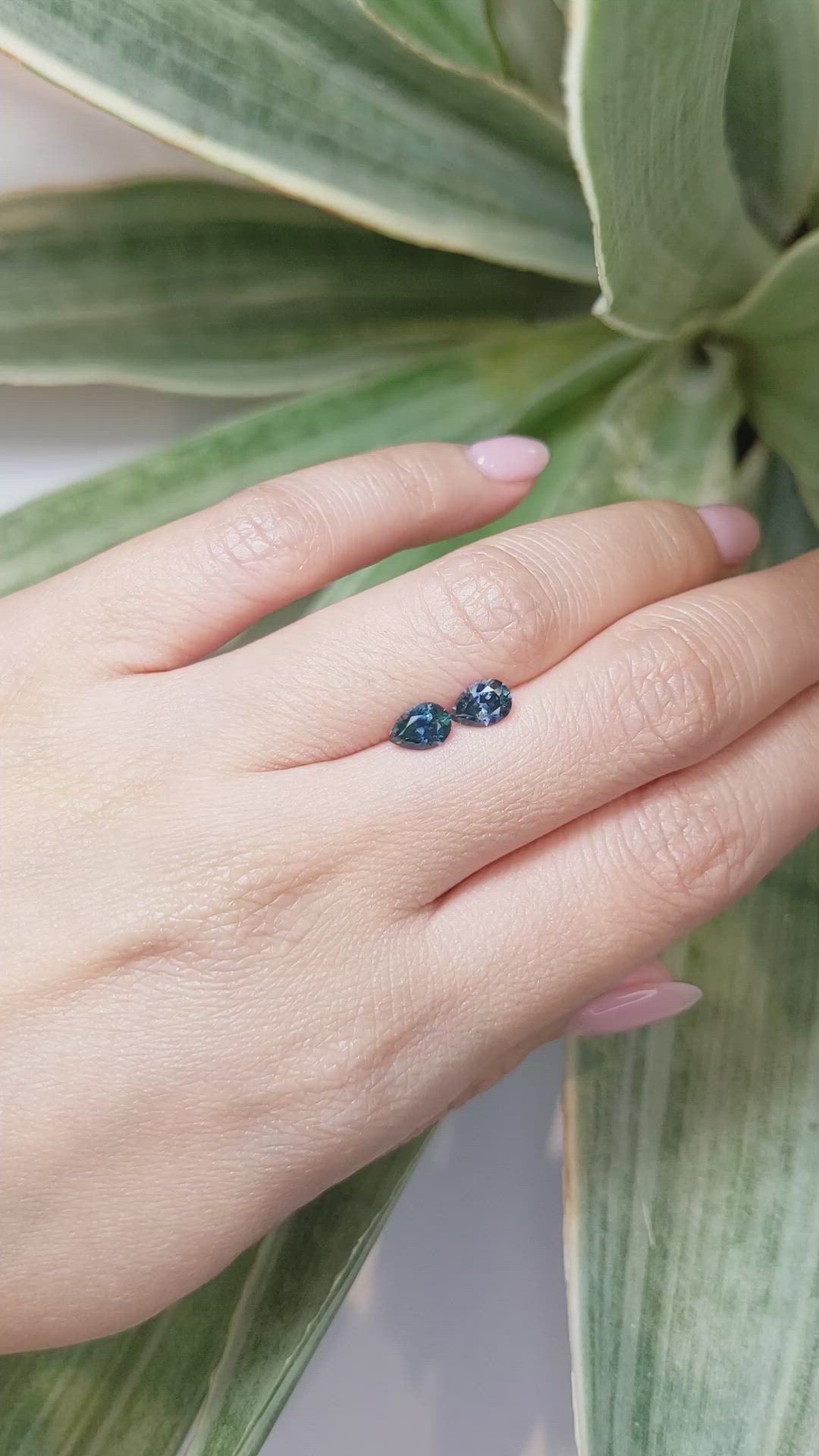 1.36&nbsp;Ct.Tw.Total Carat Weight Greenish Blue Sapphire Pair from Montana Size Video